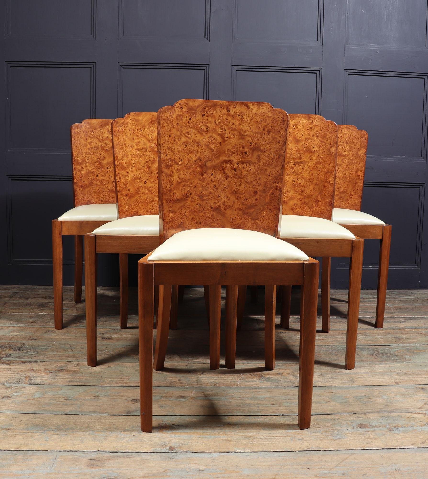 Art Deco Dining Table and Chairs in Burr Walnut 9