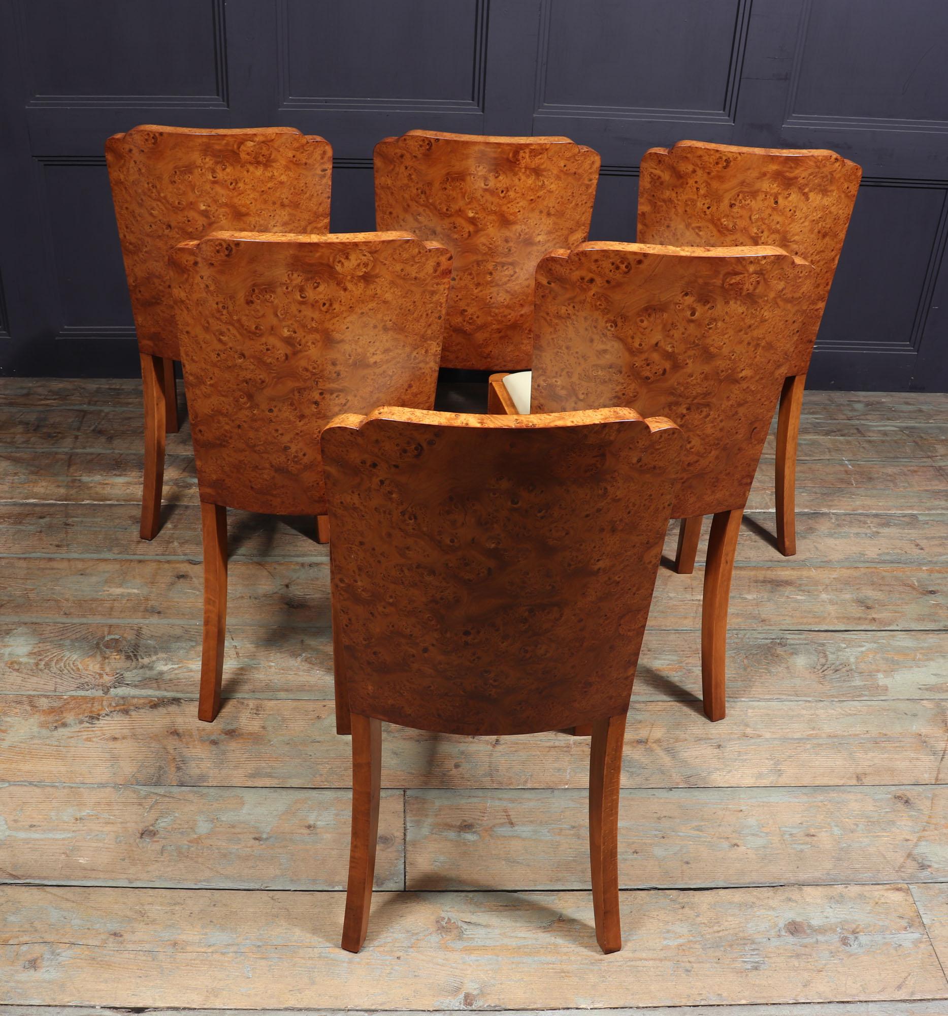 Art Deco Dining Table and Chairs in Burr Walnut 10