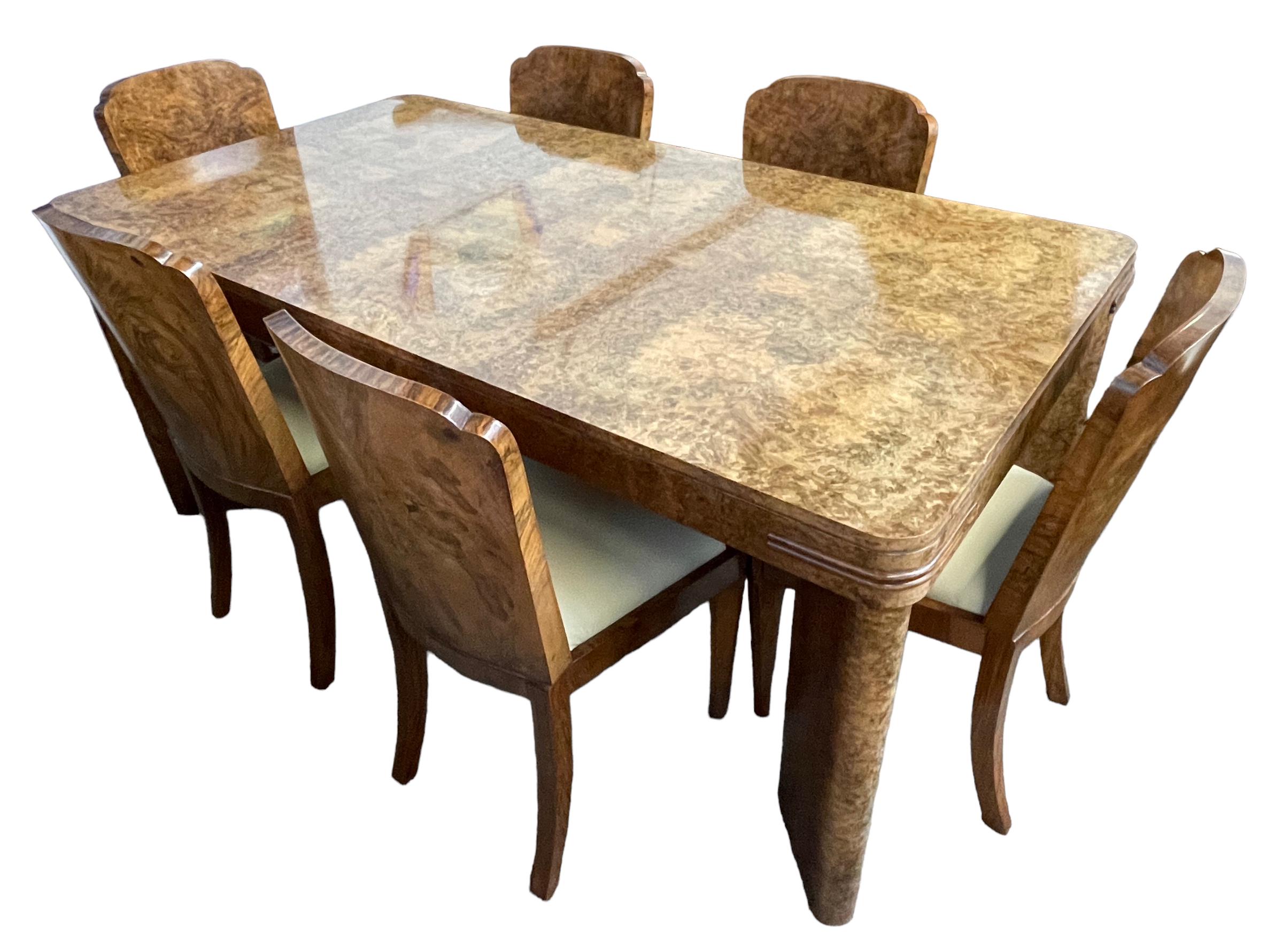 Table de salle à manger et six chaises Art déco par Maurice Adams en vente 4