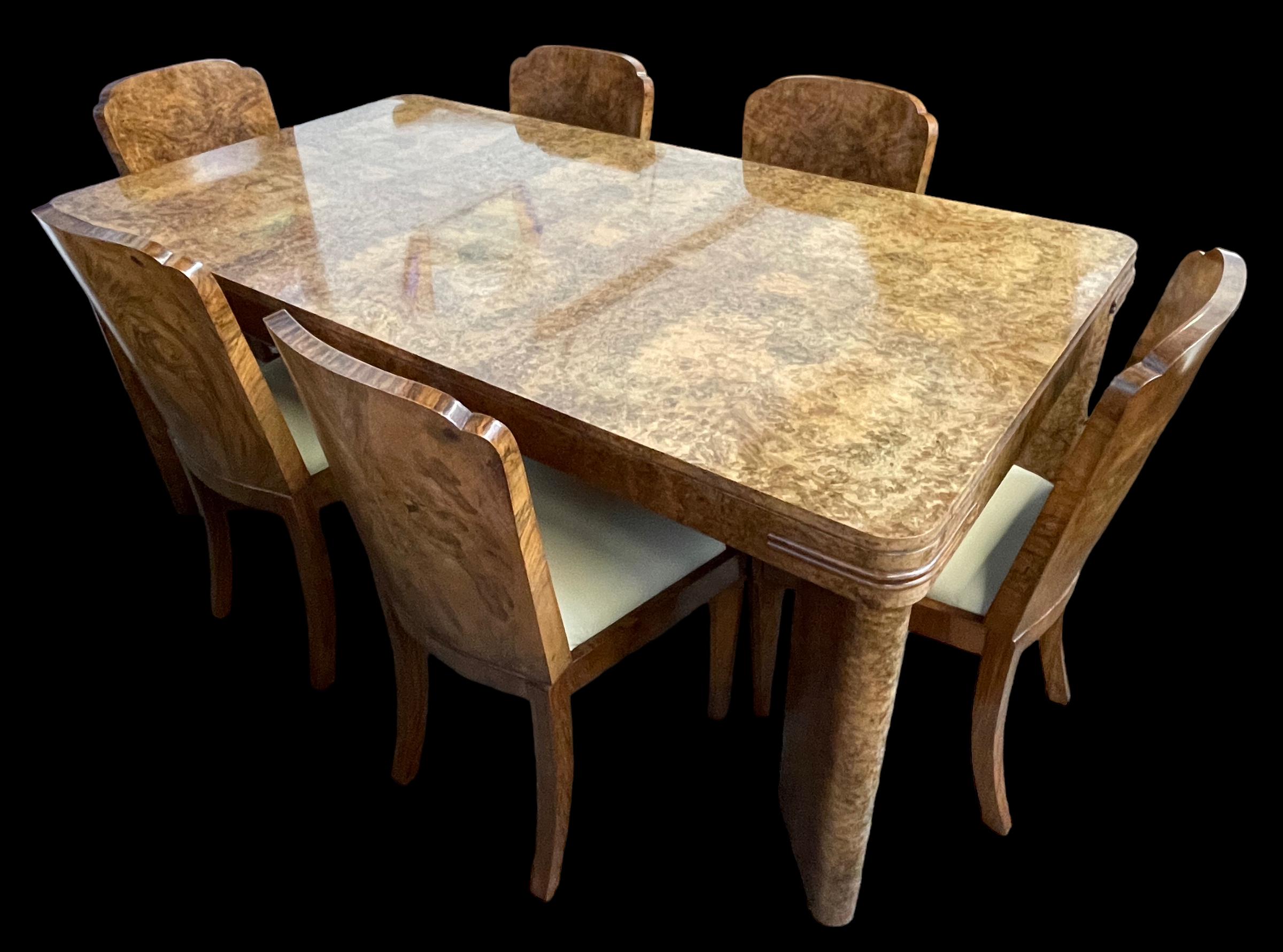 Table de salle à manger et six chaises Art déco par Maurice Adams en vente 5