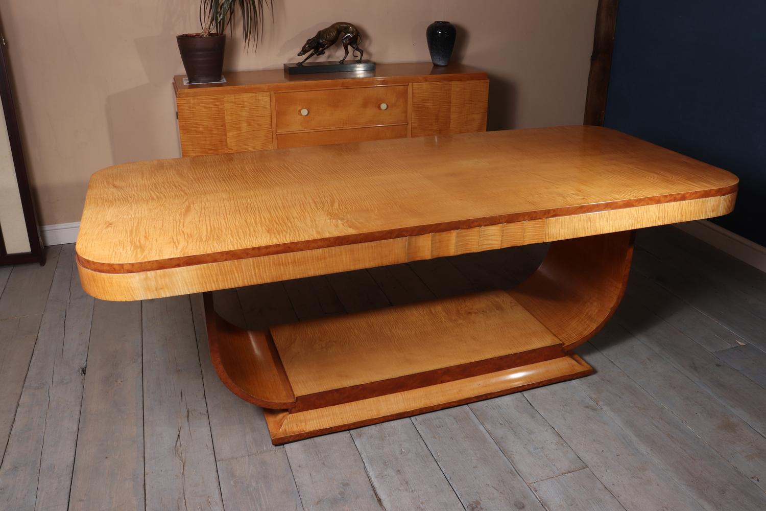 Art Deco Dining Table by Epstein in Sycamore, circa 1930 4