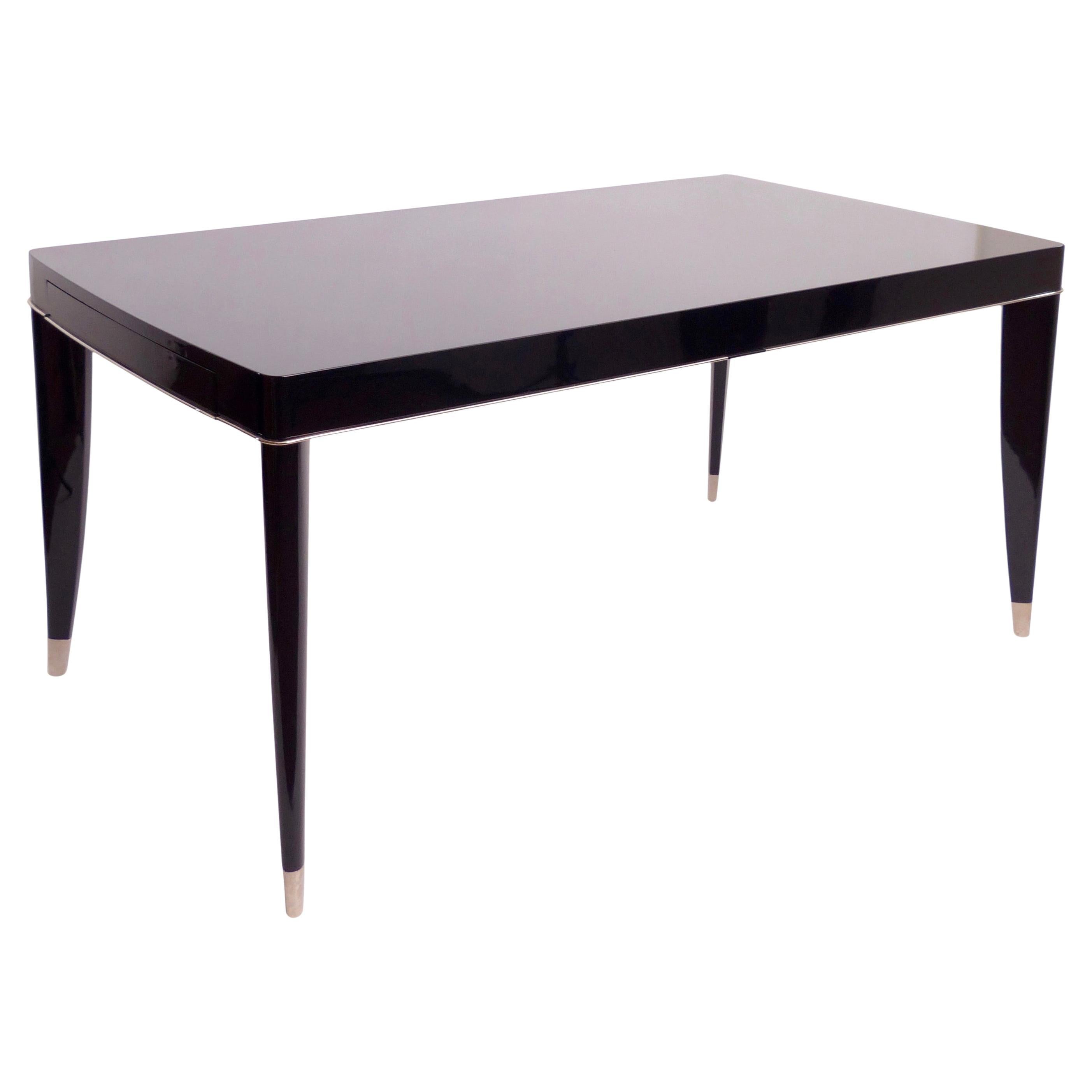 Art Deco Dining Table in Black Piano Lacquer from De Coene Frères, Belgium 1940s For Sale