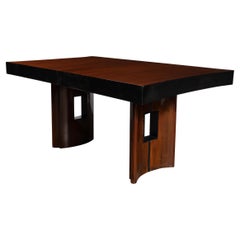 Art Deco Dining Table in Book-Matched Walnut and Lacquer Custom by Gilbert Rohde