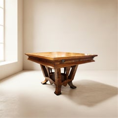 Table de salle à manger Art Déco, Bois d'olivier, Italie, Rome, Design unique, 1933