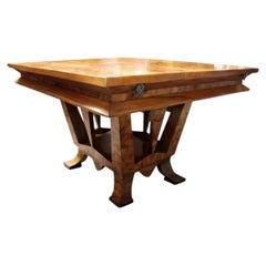 Table de salle à manger Art Déco, Bois d'olivier, Italie, Rome, Design unique, 1933