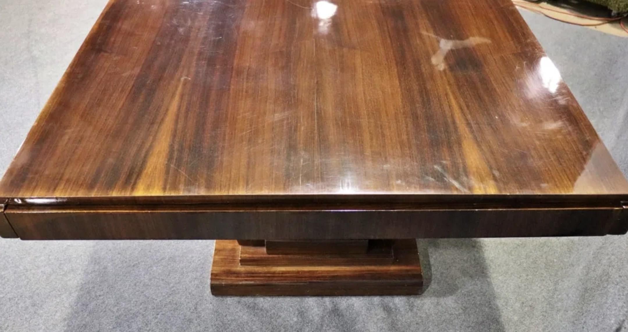 Rosewood Art Deco Dining Table w/ 2 Leaves For Sale
