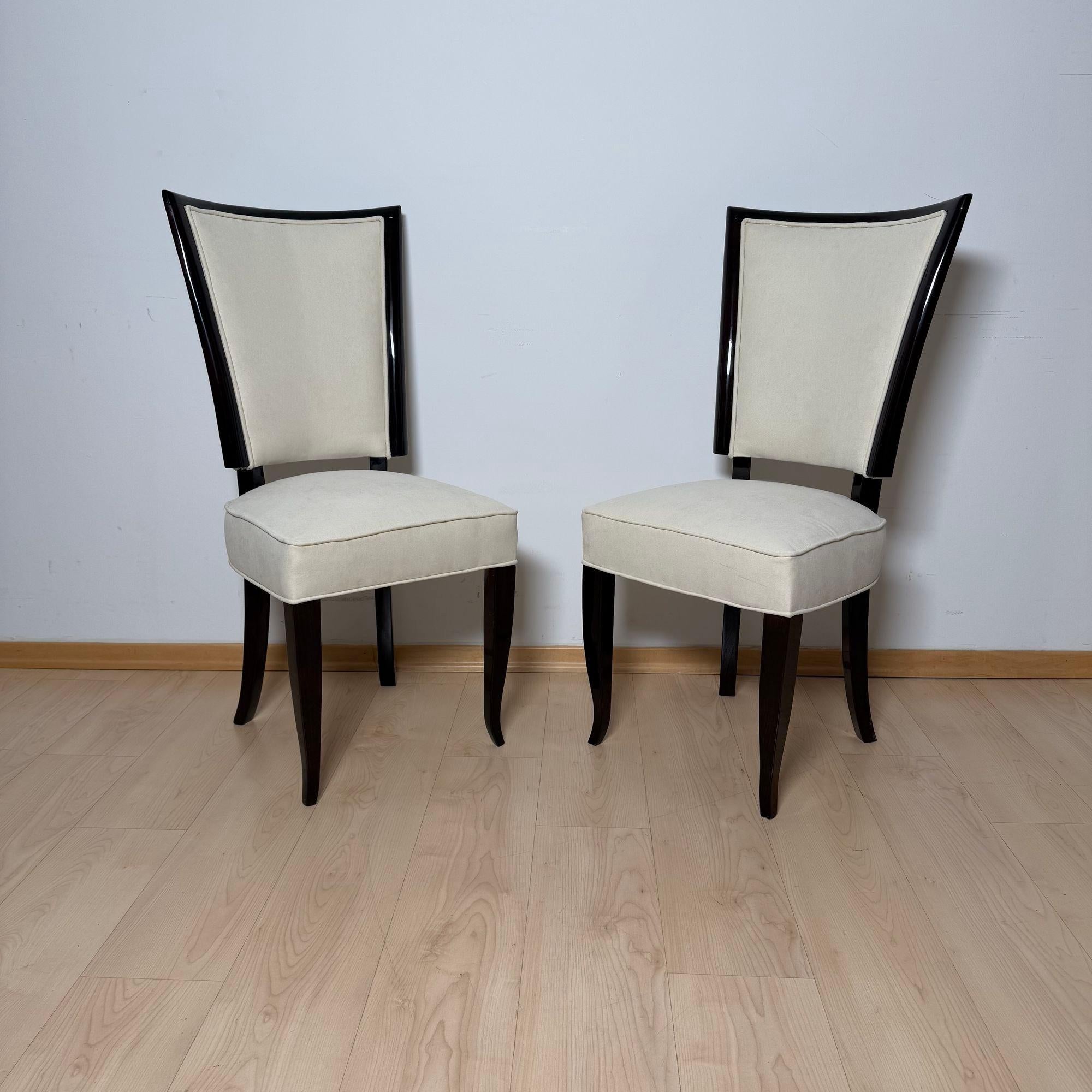 Table de salle à manger Art Deco avec 10 chaises, ébène de Macassar, laiton, Paris circa 1930 en vente 6