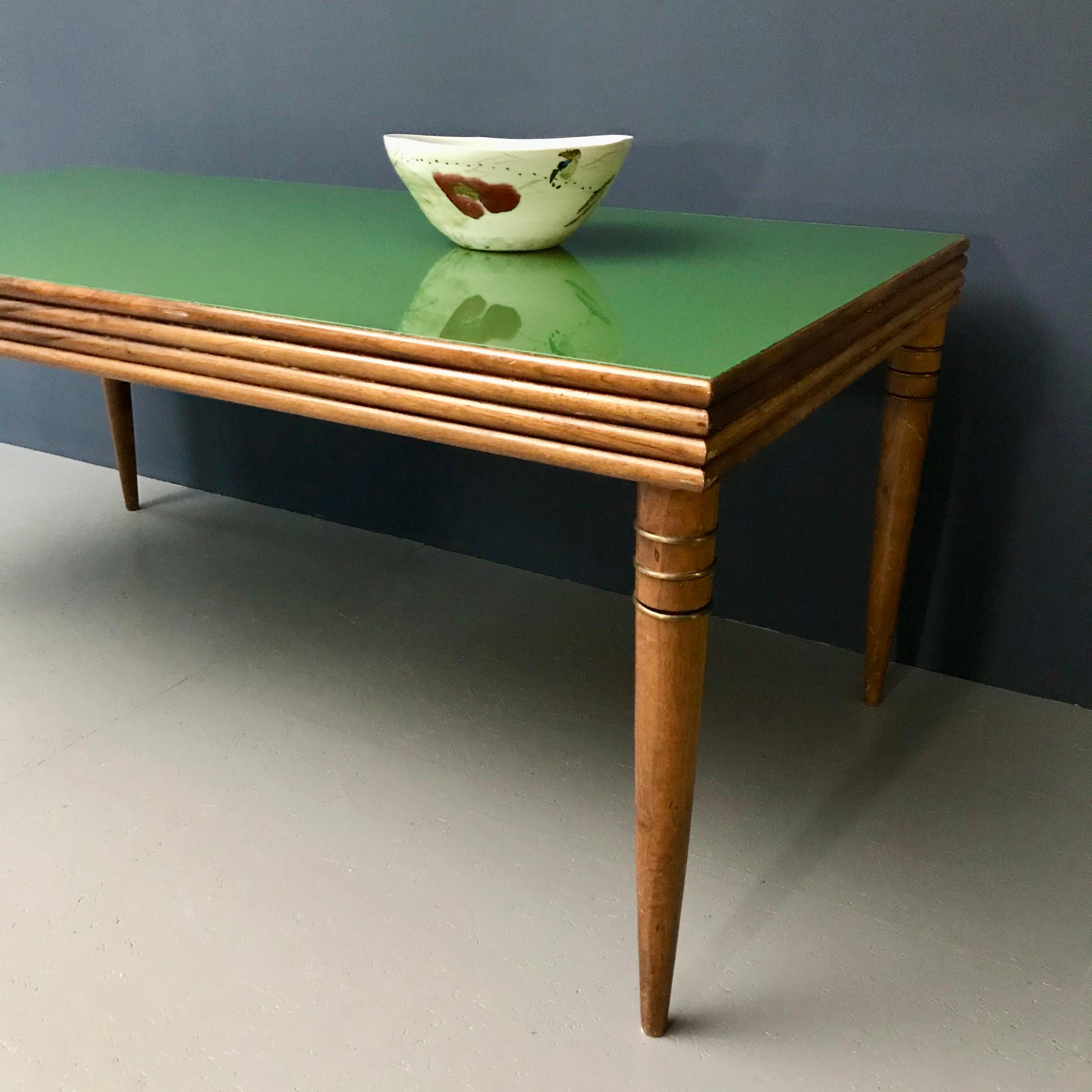 Art Deco Dining Table with British Green Glass Top For Sale 5