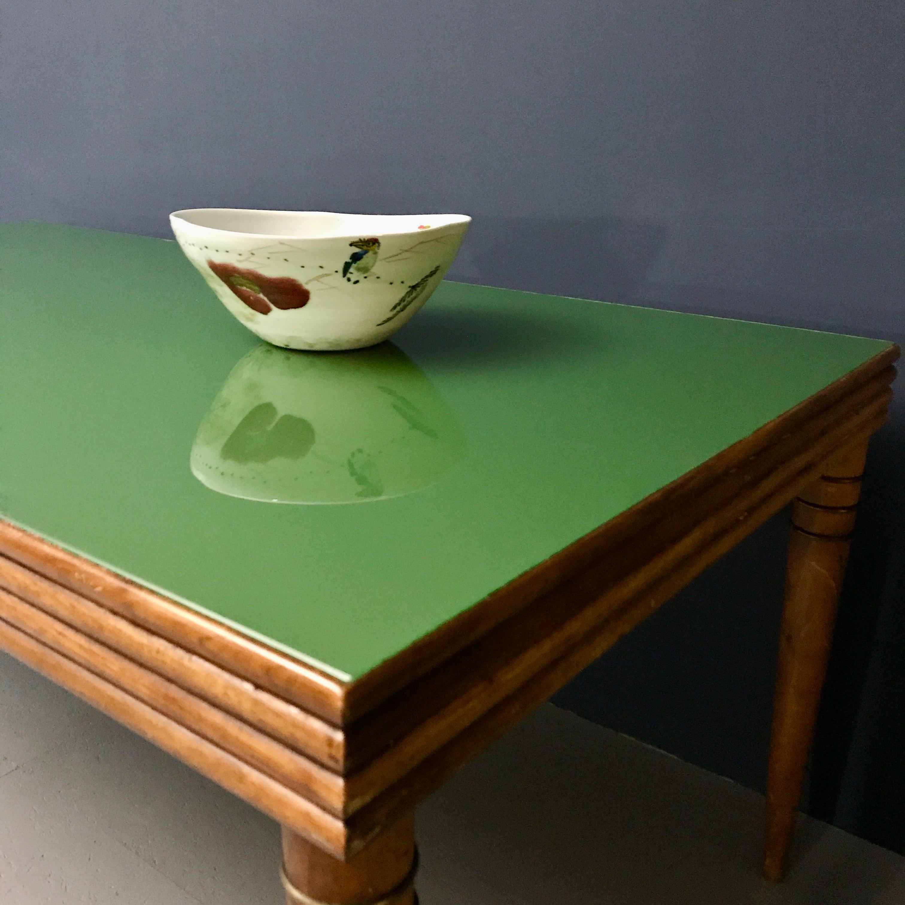 Art Deco Dining Table with British Green Glass Top For Sale 6