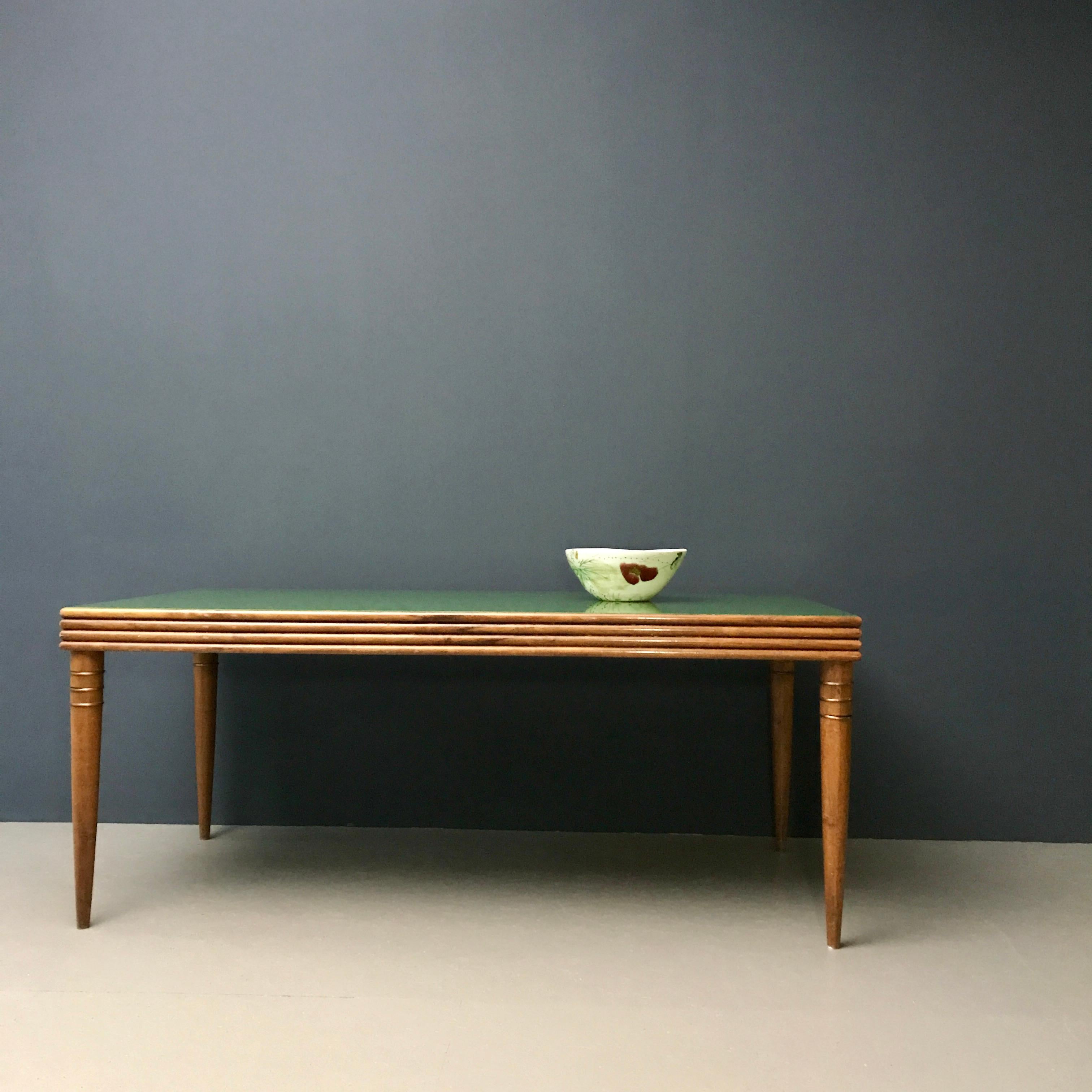 Art Deco Dining Table with British Green Glass Top For Sale 8