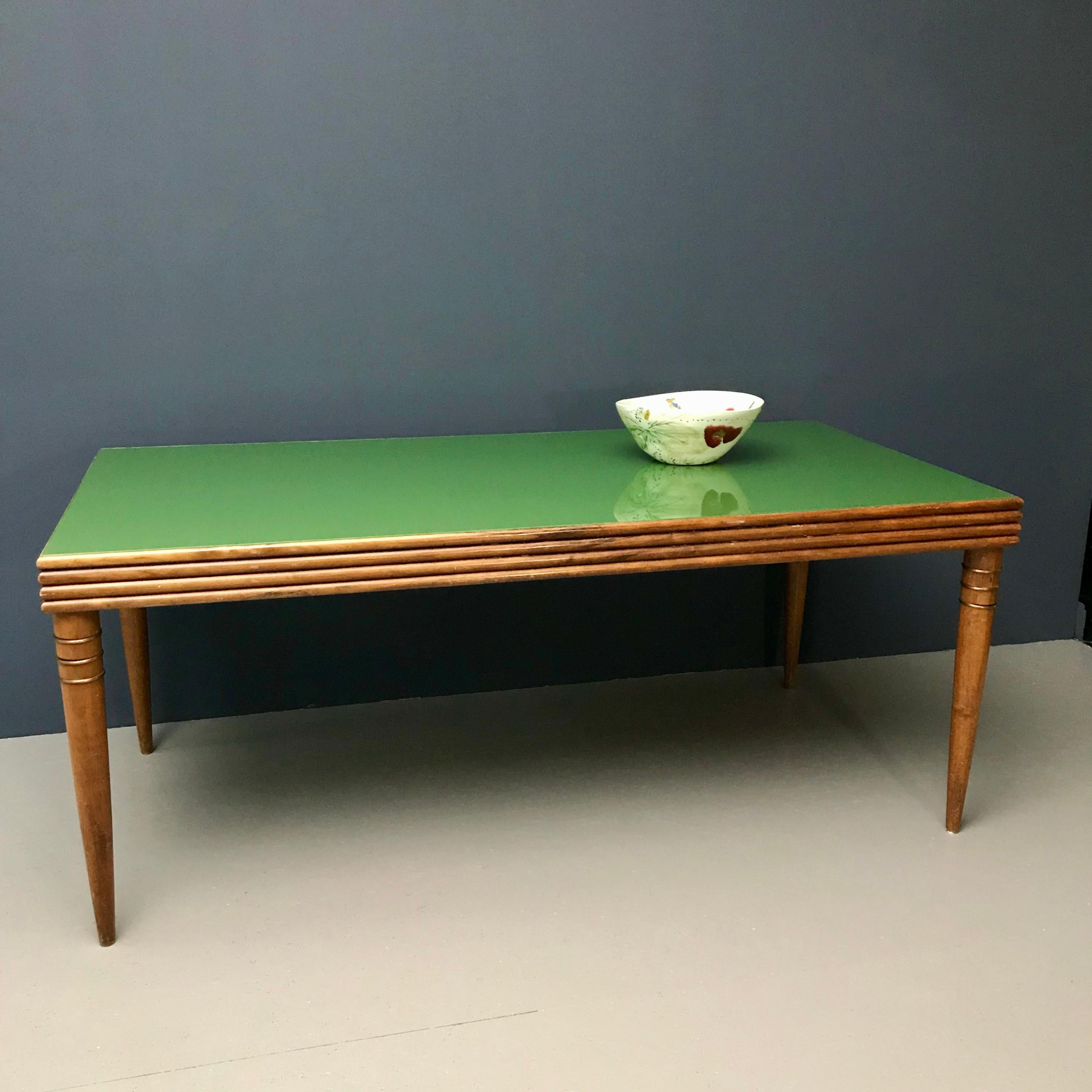 Art Deco Dining Table with British Green Glass Top For Sale 9