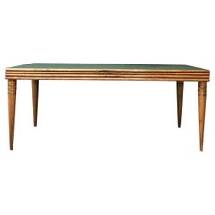 Art Deco Dining Table with British Green Glass Top