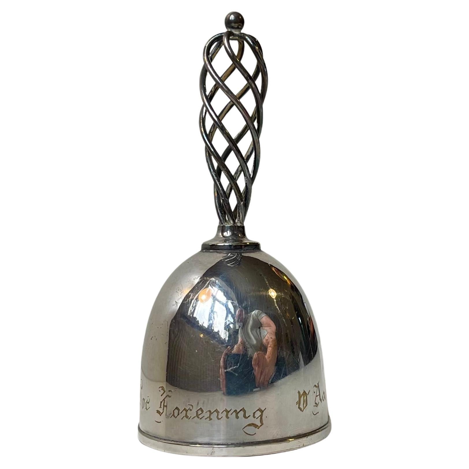 Campana da pranzo o campana da maggiordomo in stile Art Déco in placca d'argento di Hans Jensen, anni '30 in vendita