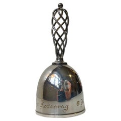 Art Deco Dinner or Butler Bell in Silver Plate by Hans Jensen, 1930s