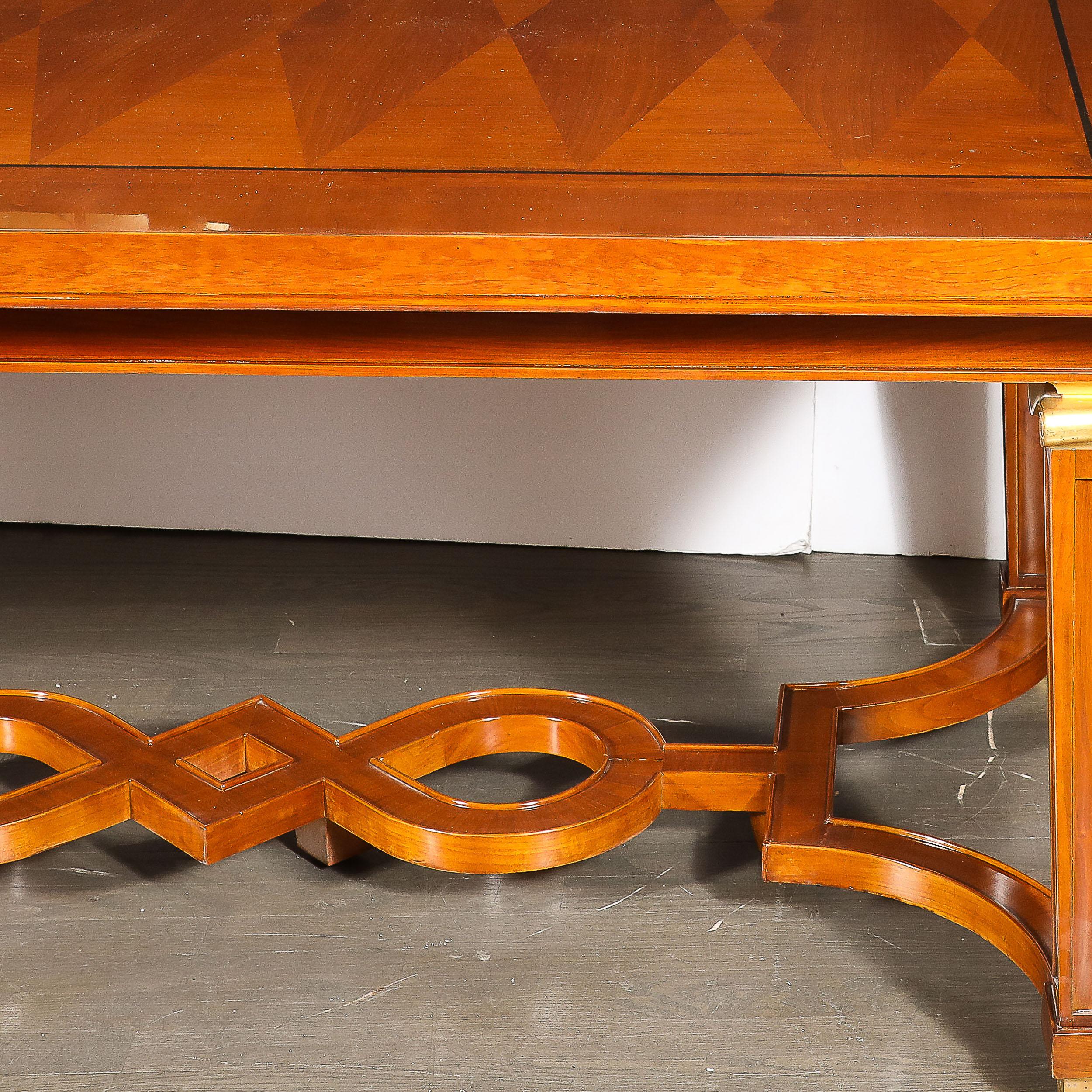 Art Deco Directoire Style Book-Matched Walnut Dining Table from L'Art De Vivre For Sale 4