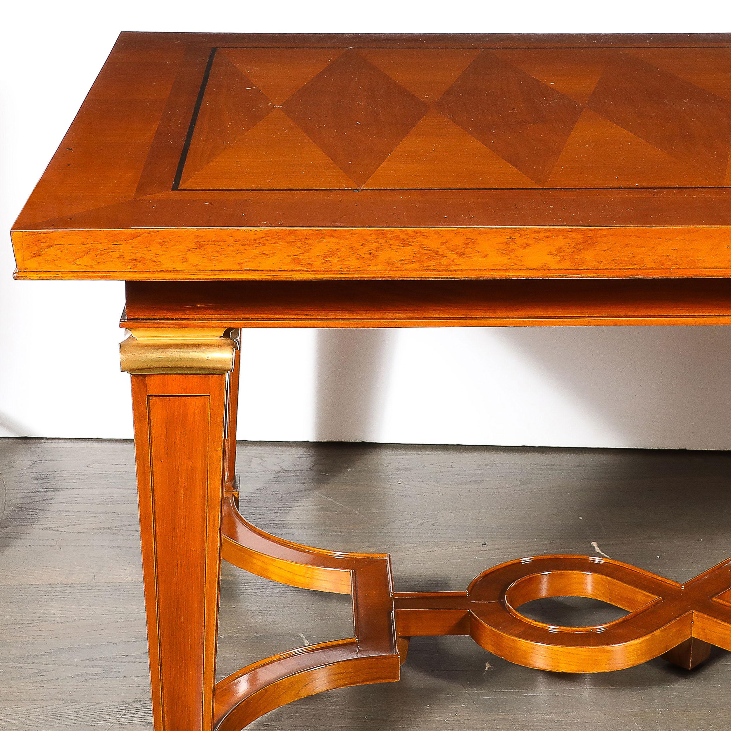 Art Deco Directoire Style Book-Matched Walnut Dining Table from L'Art De Vivre For Sale 5