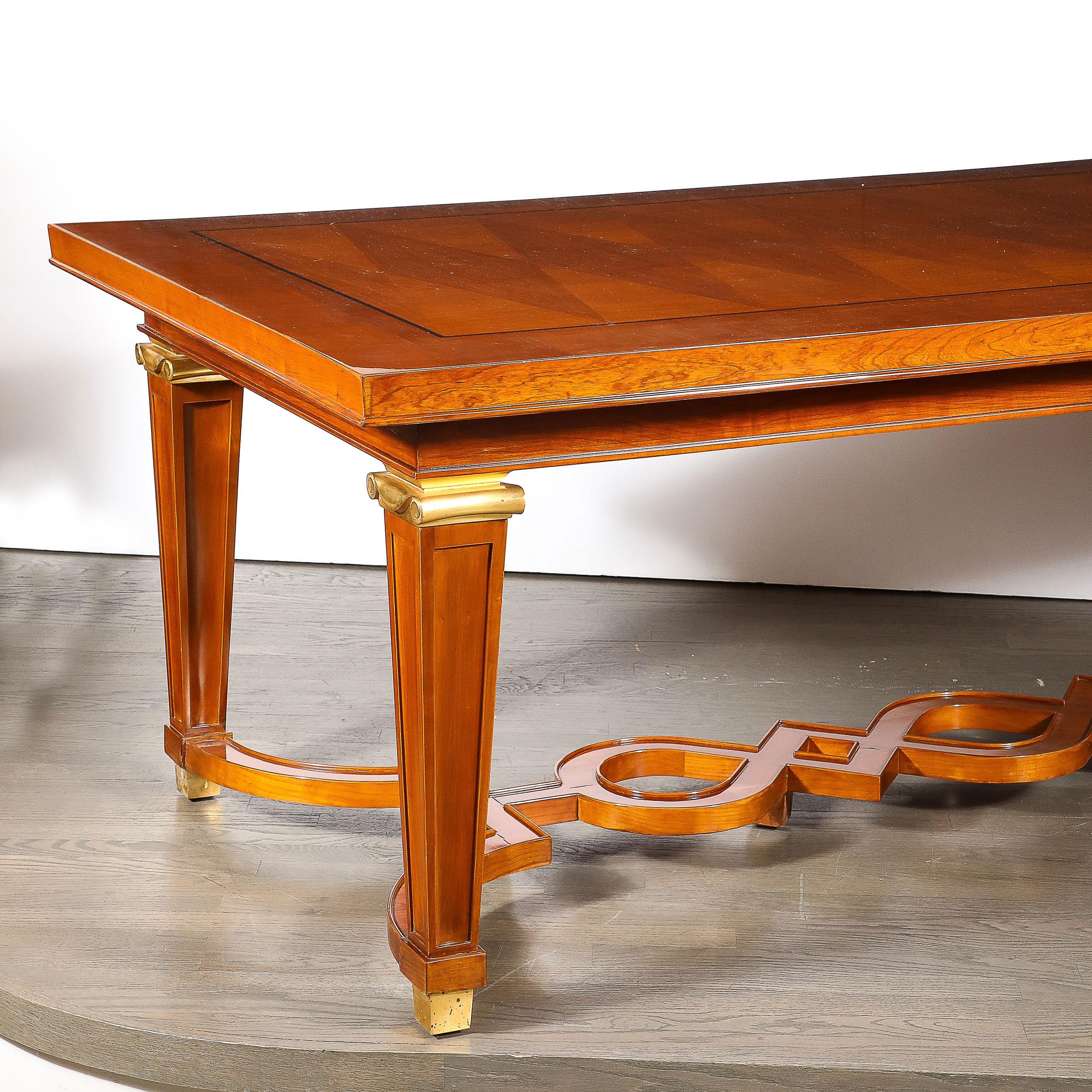 Art Deco Directoire Style Book-Matched Walnut Dining Table from L'Art De Vivre For Sale 6