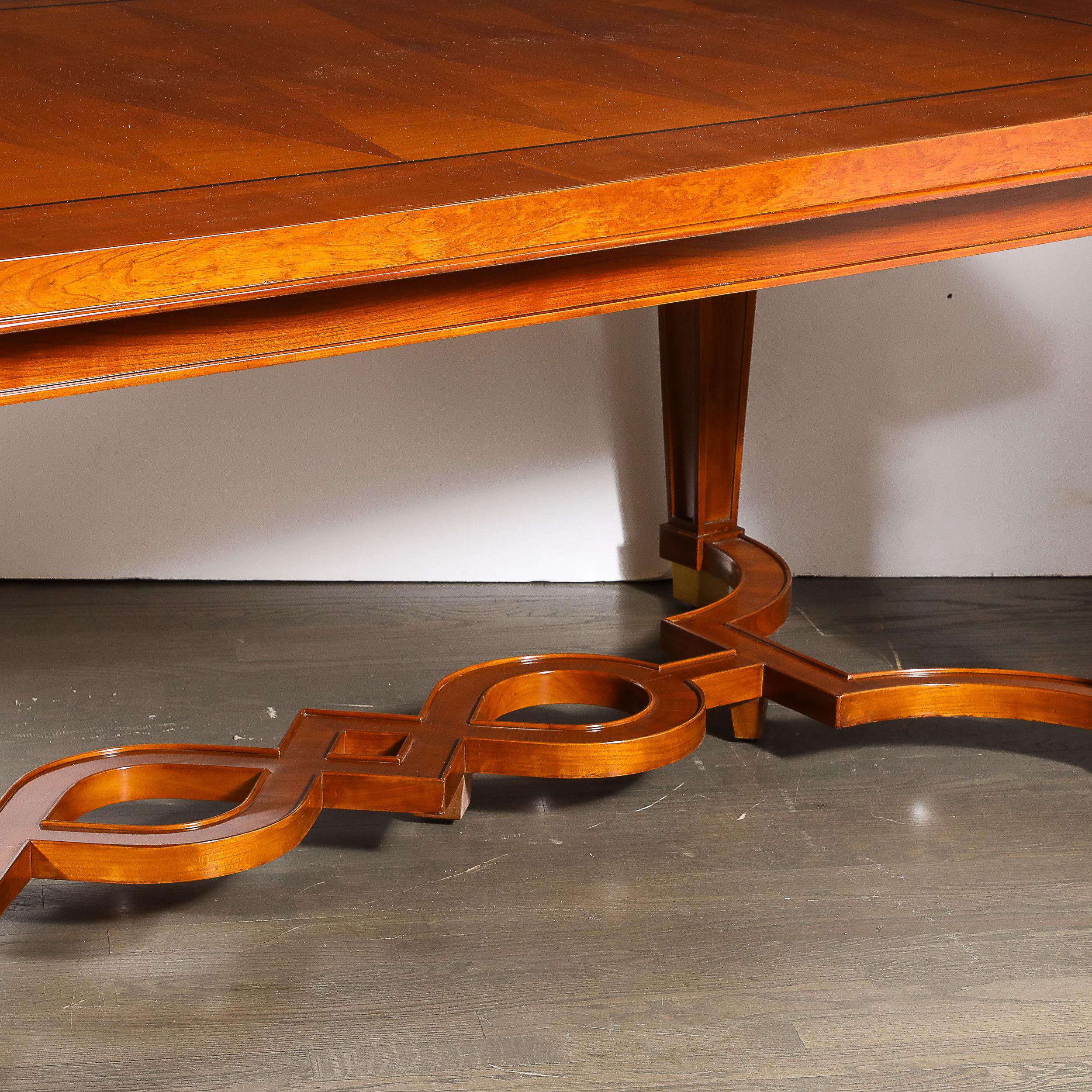 Art Deco Directoire Style Book-Matched Walnut Dining Table from L'Art De Vivre For Sale 7