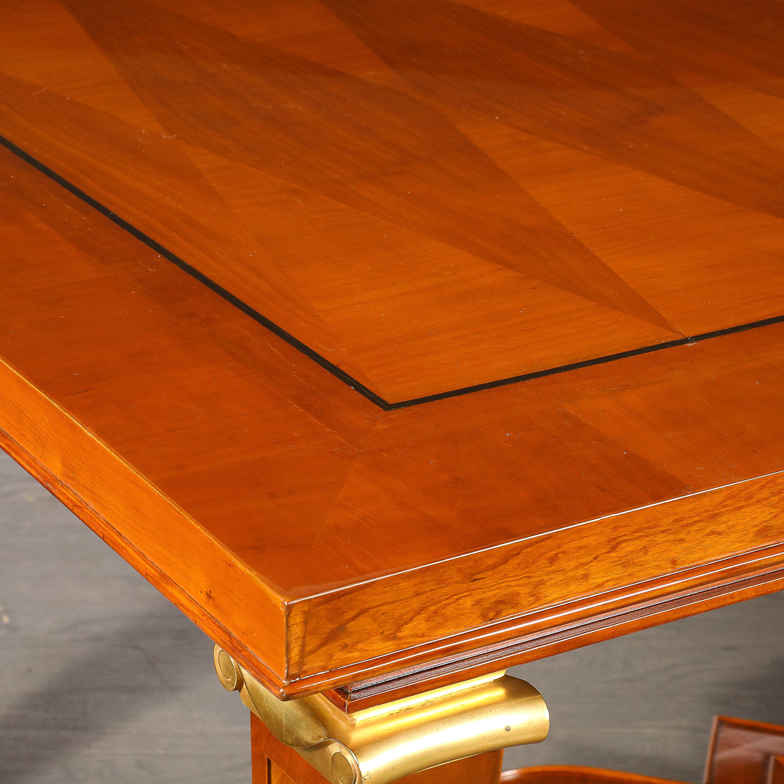 Art Deco Directoire Style Book-Matched Walnut Dining Table from L'Art De Vivre For Sale 8