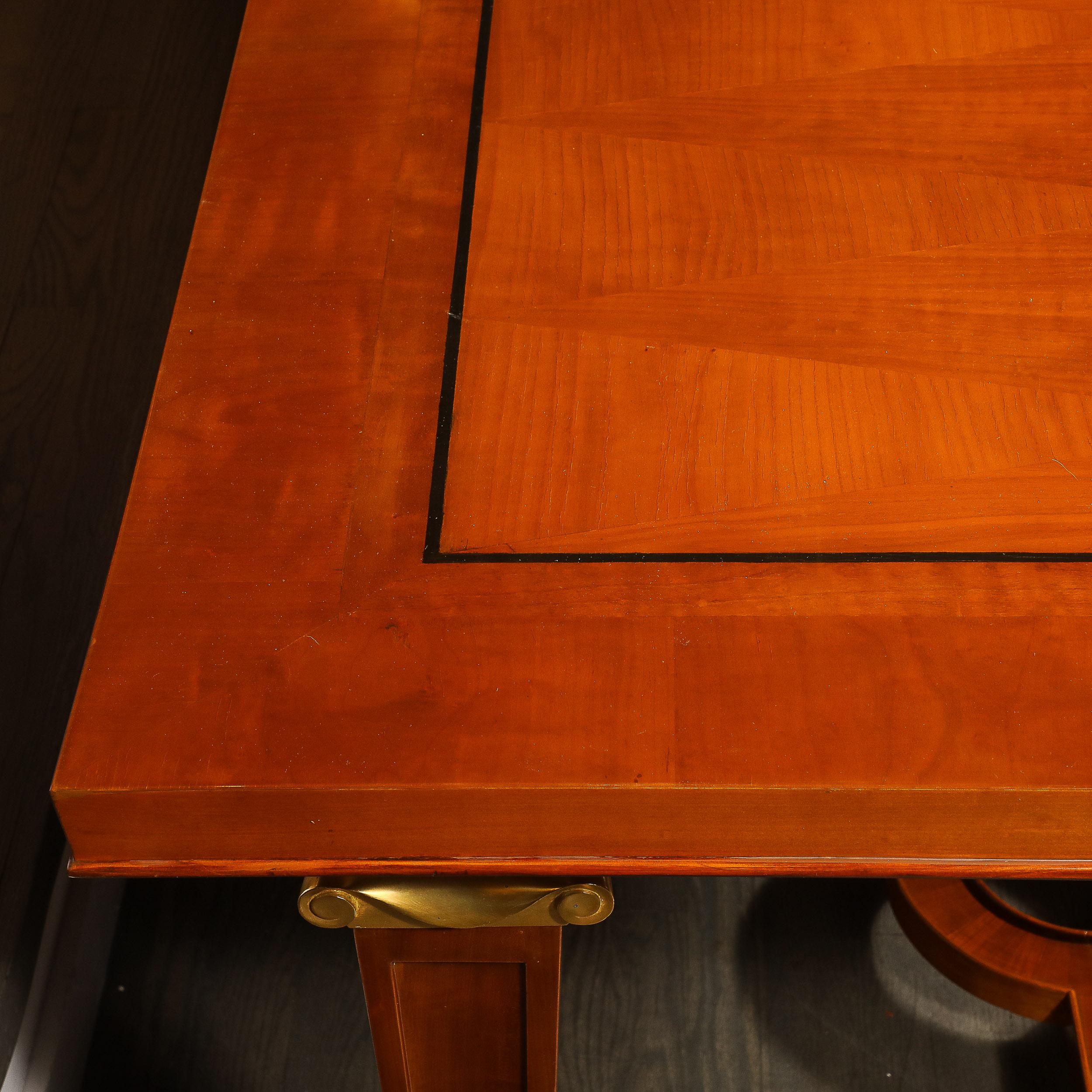 Art Deco Directoire Style Book-Matched Walnut Dining Table from L'Art De Vivre For Sale 11