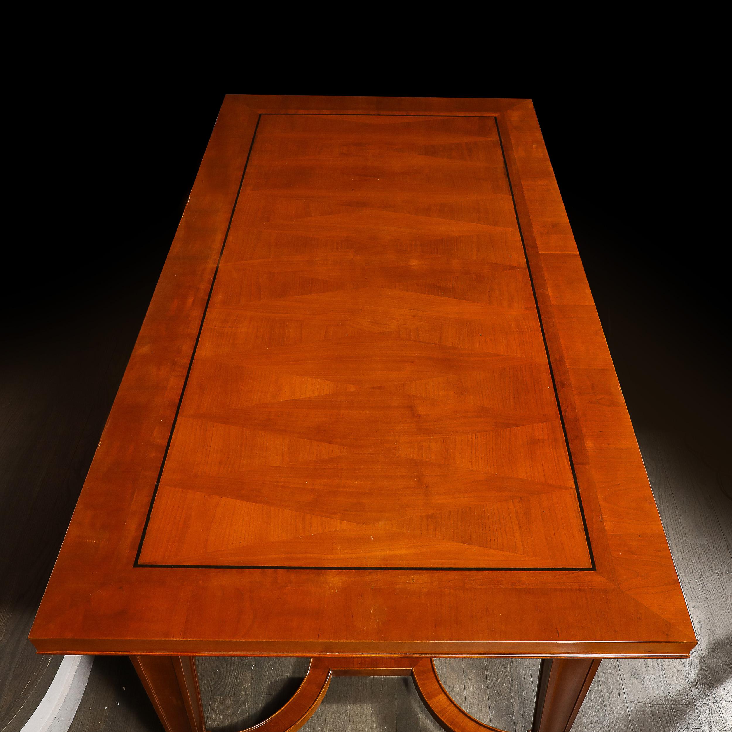 Art Deco Directoire Style Book-Matched Walnut Dining Table from L'Art De Vivre For Sale 12