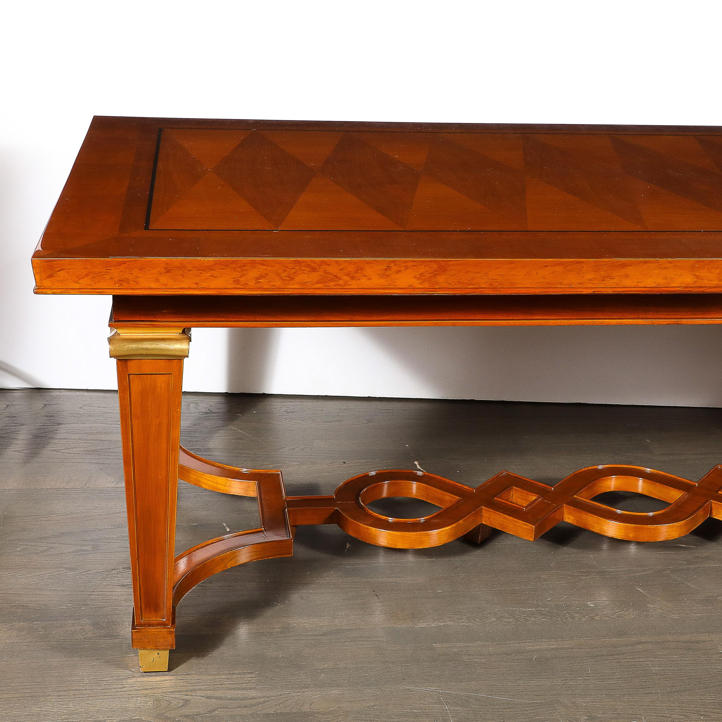 French Art Deco Directoire Style Book-Matched Walnut Dining Table from L'Art De Vivre For Sale
