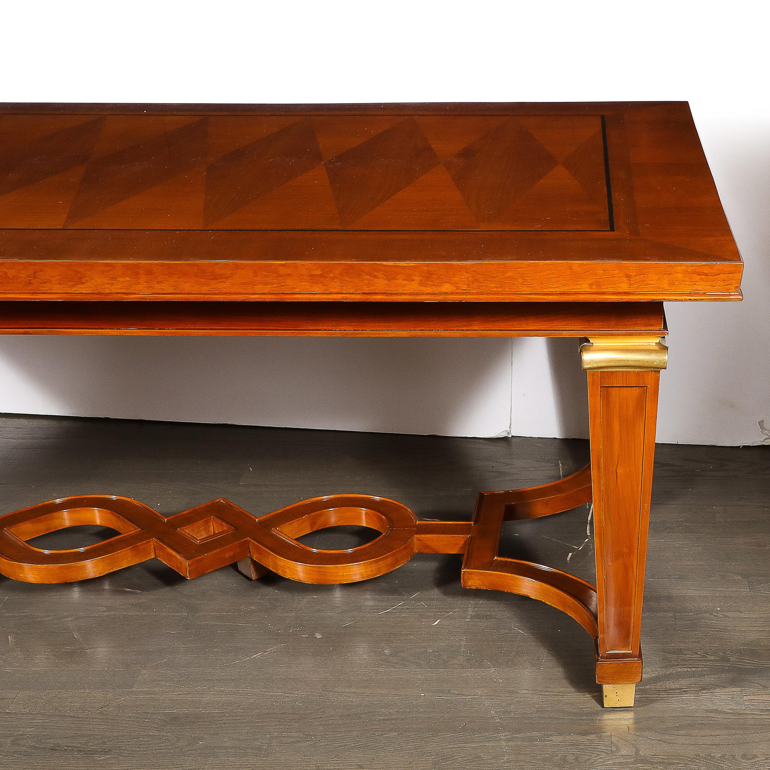 Art Deco Directoire Style Book-Matched Walnut Dining Table from L'Art De Vivre In Excellent Condition For Sale In New York, NY