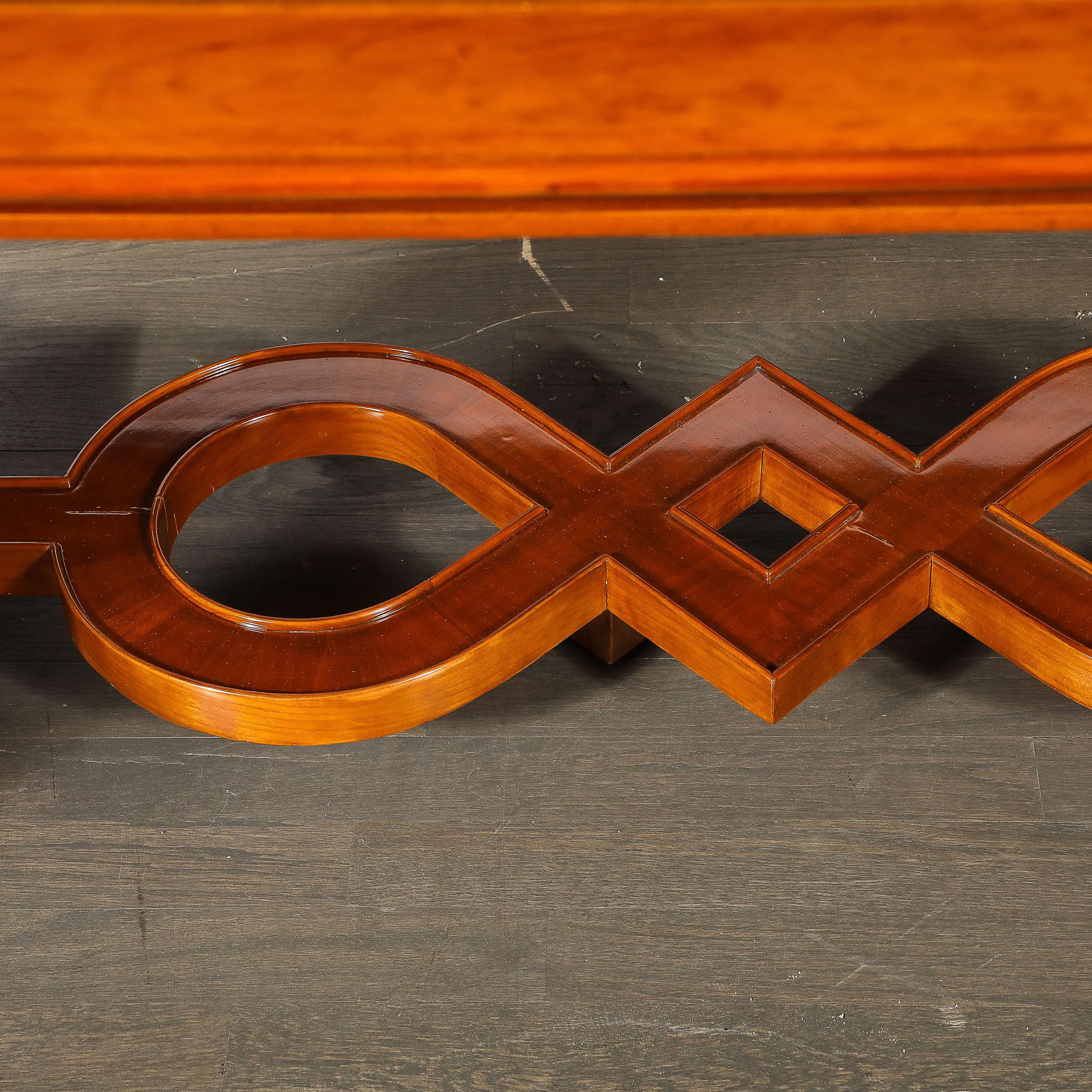 Mid-20th Century Art Deco Directoire Style Book-Matched Walnut Dining Table from L'Art De Vivre For Sale