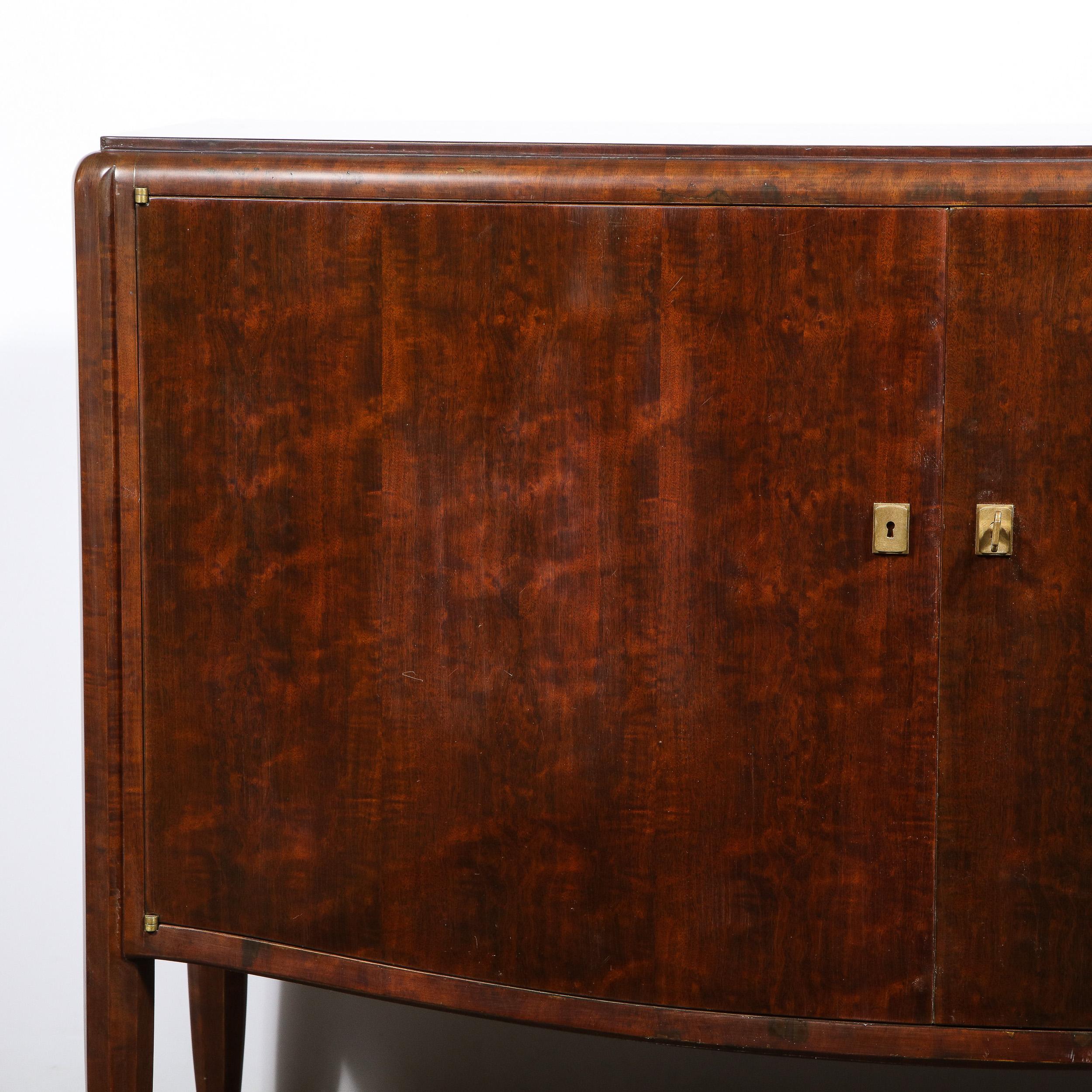 French Signed Jules Leleu Art Deco Burled Acacia Cabinet w/ Bronze Fittings