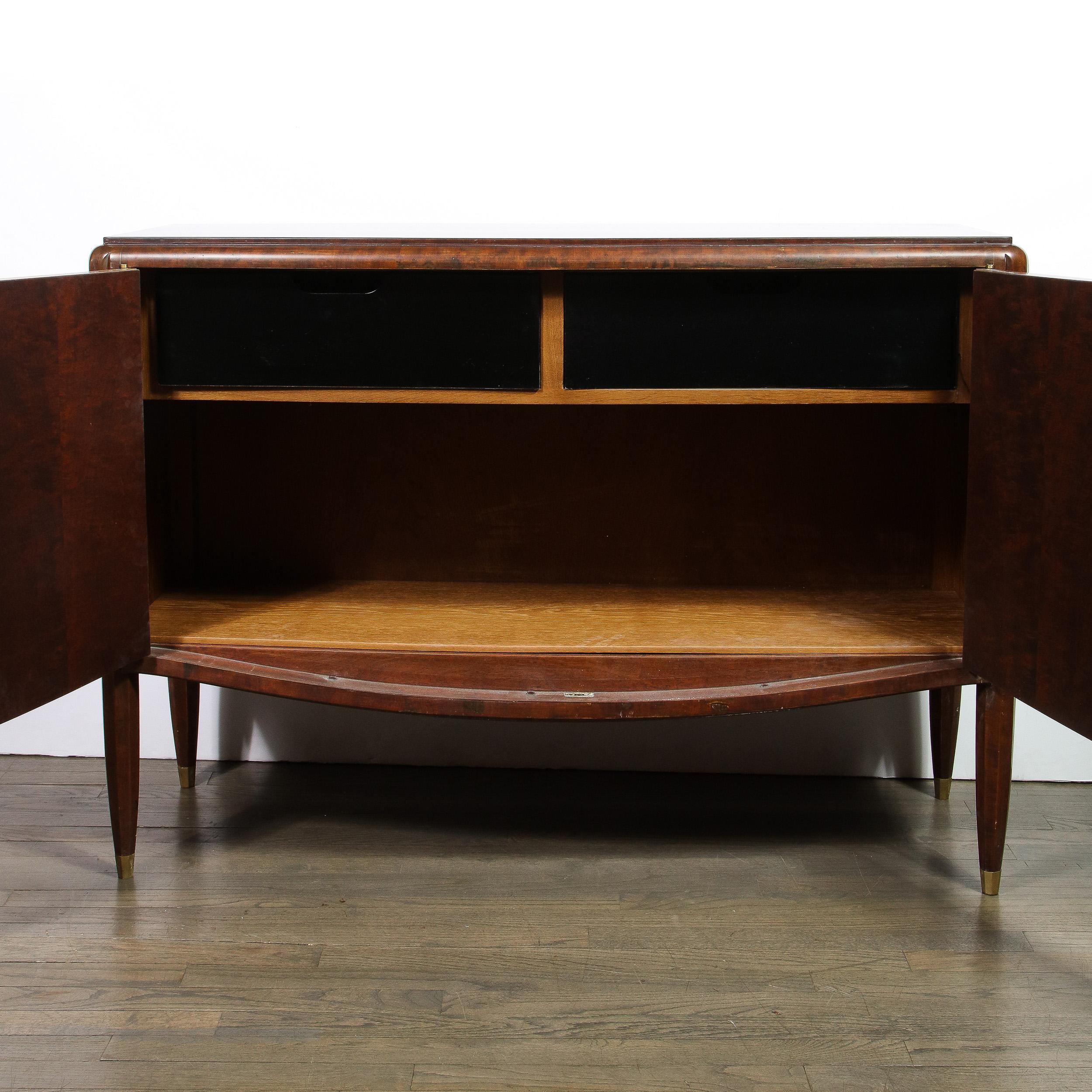 Mid-20th Century Signed Jules Leleu Art Deco Burled Acacia Cabinet w/ Bronze Fittings For Sale
