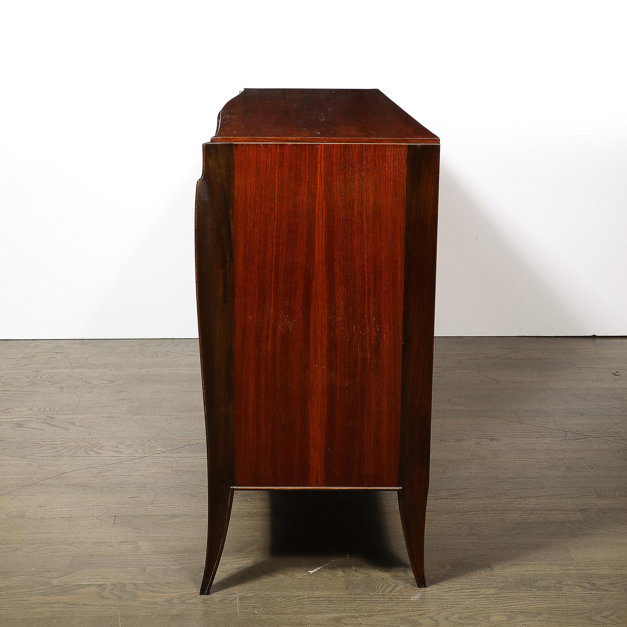 Credenza in stile Art Déco Directoire in noce e ante in pelle di cuoio in vendita 10