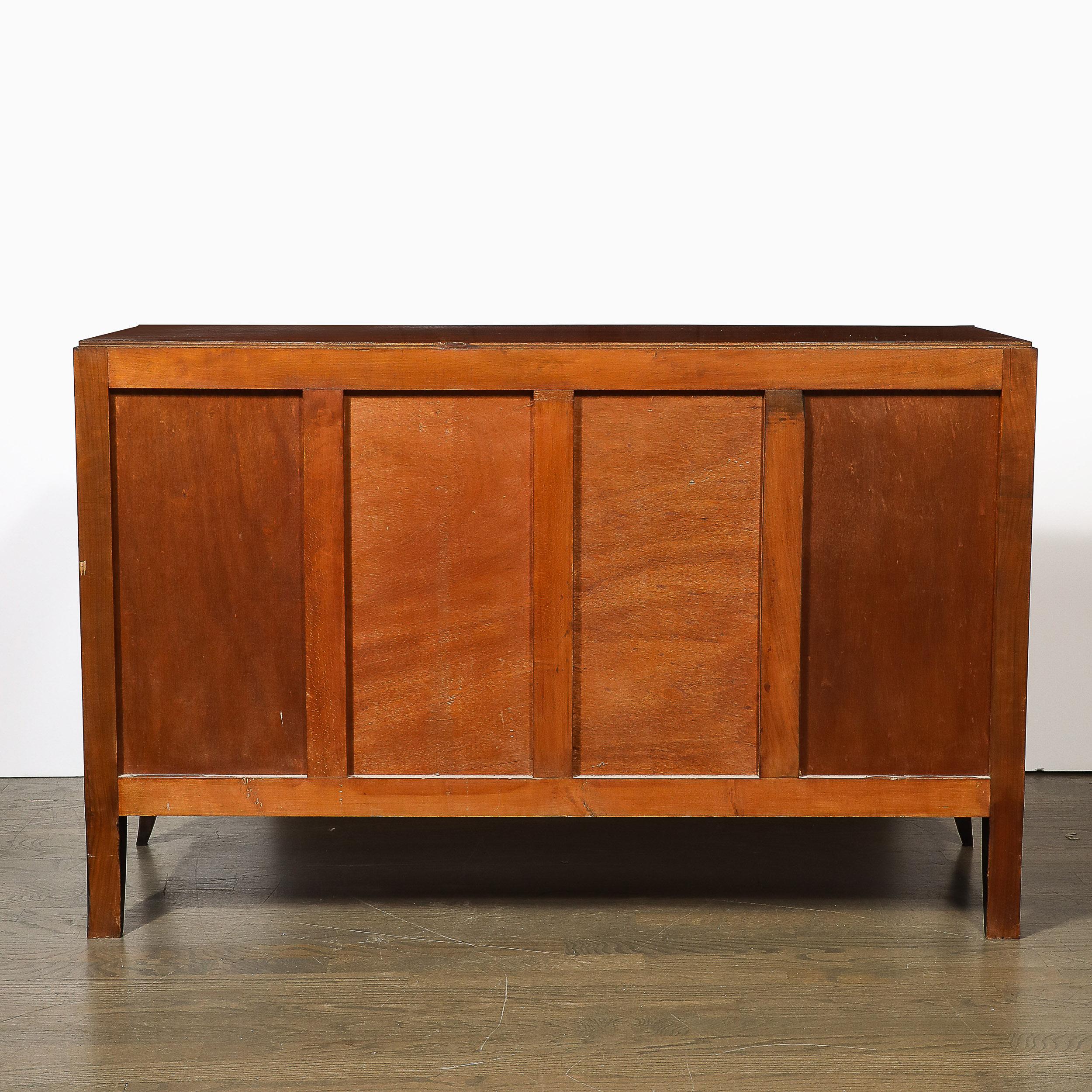 Credenza in stile Art Déco Directoire in noce e ante in pelle di cuoio in vendita 11
