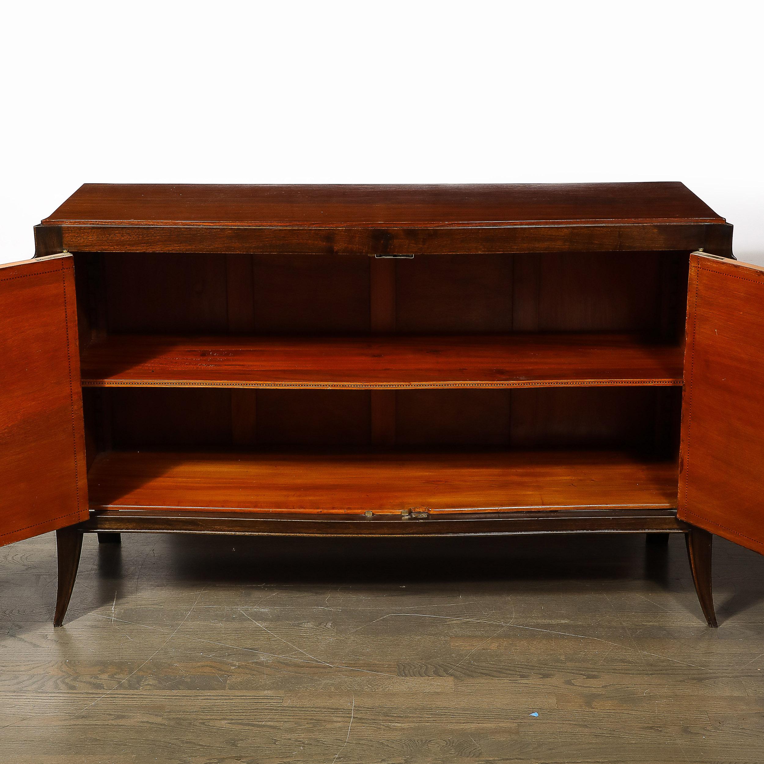 Credenza in stile Art Déco Directoire in noce e ante in pelle di cuoio in vendita 2