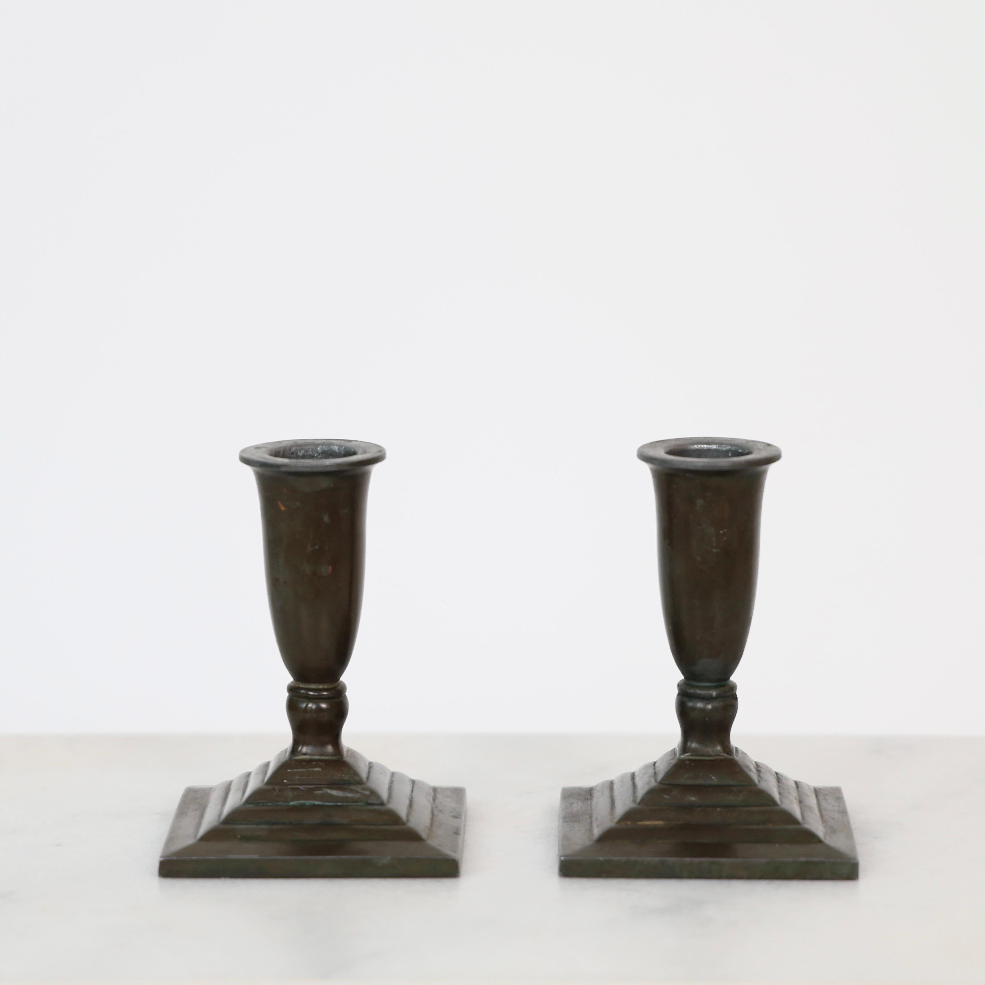 Portacandele Diskometal Art Deco di Just Andersen, anni '30, Danimarca In condizioni buone in vendita a Værløse, DK