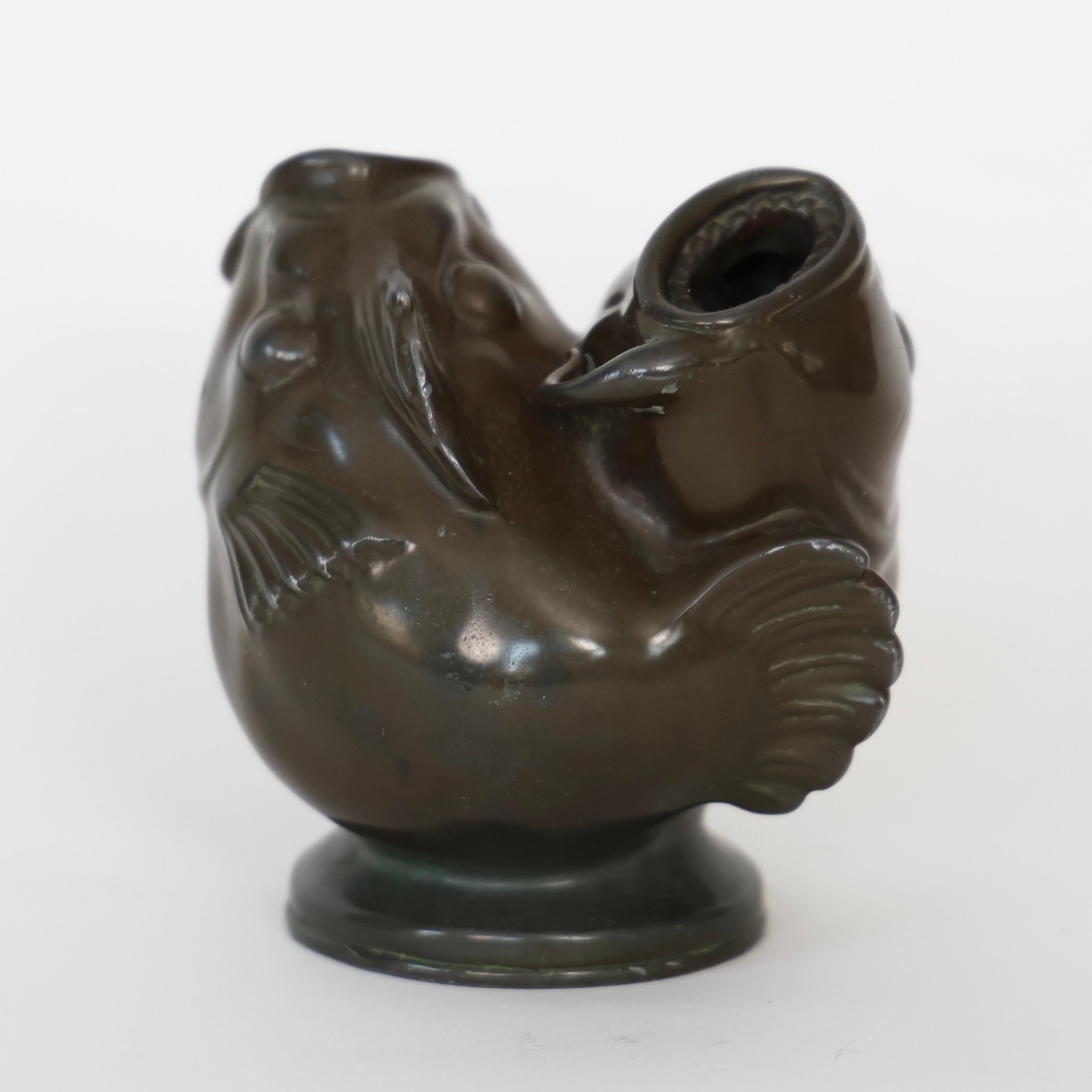 Vaso a forma di pesce Diskometal Art Deco di Just Andersen, anni '30, Danimarca in vendita 3