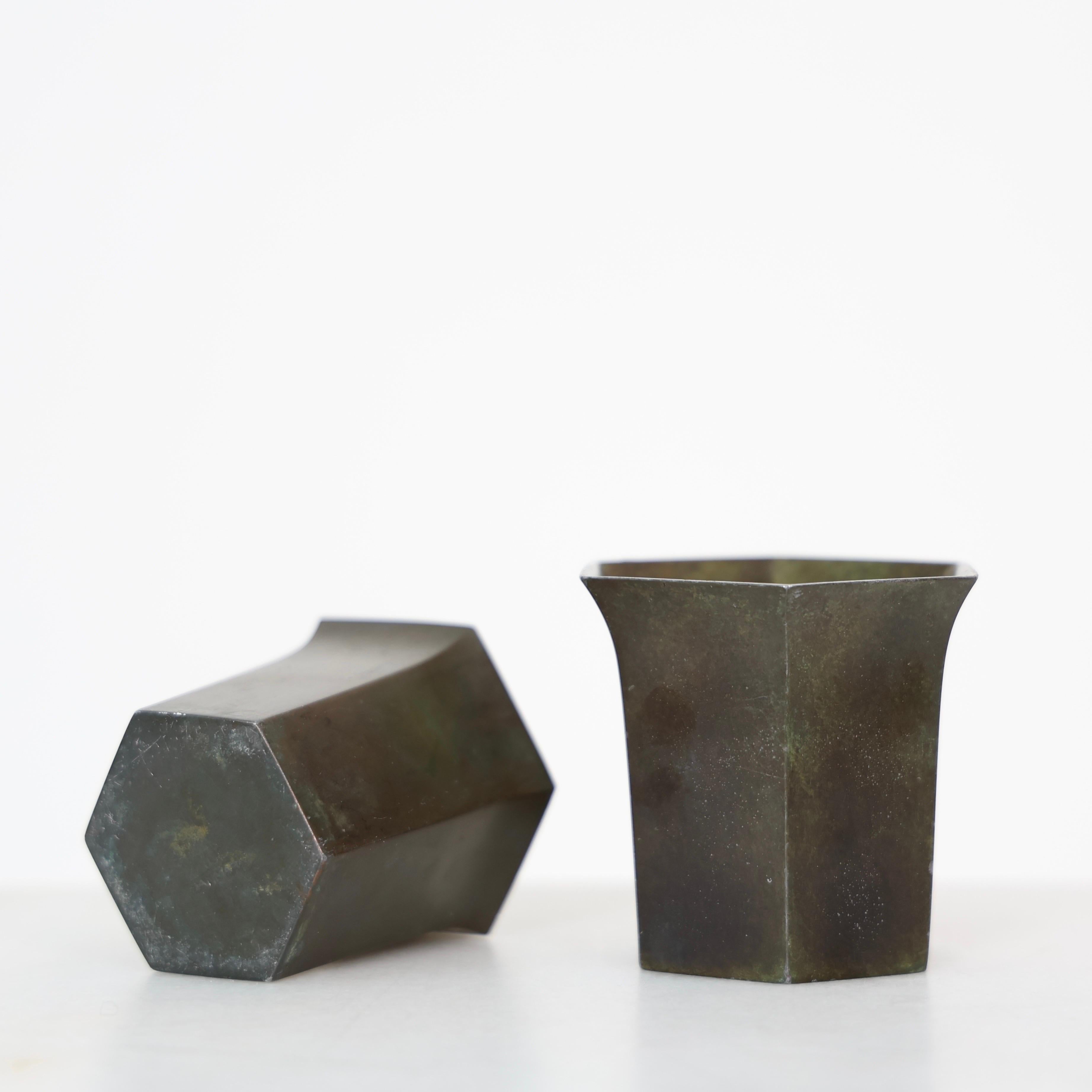 Inizio XX secolo Art Deco Diskometal Goblets by Just Andersen, 1920s, Denmark in vendita