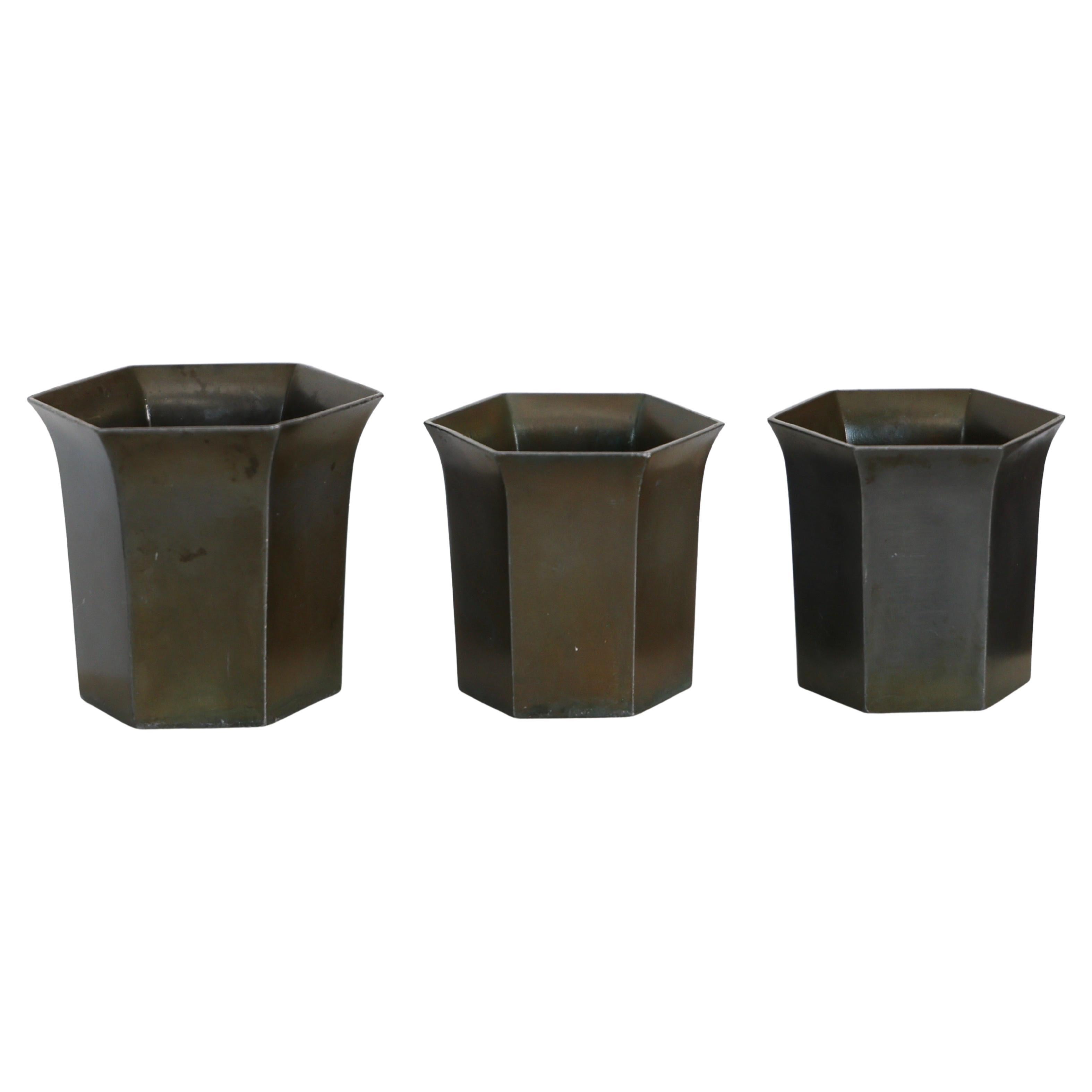 Art Deco Diskometal Goblets by Just Andersen, 1920s, Denmark For Sale