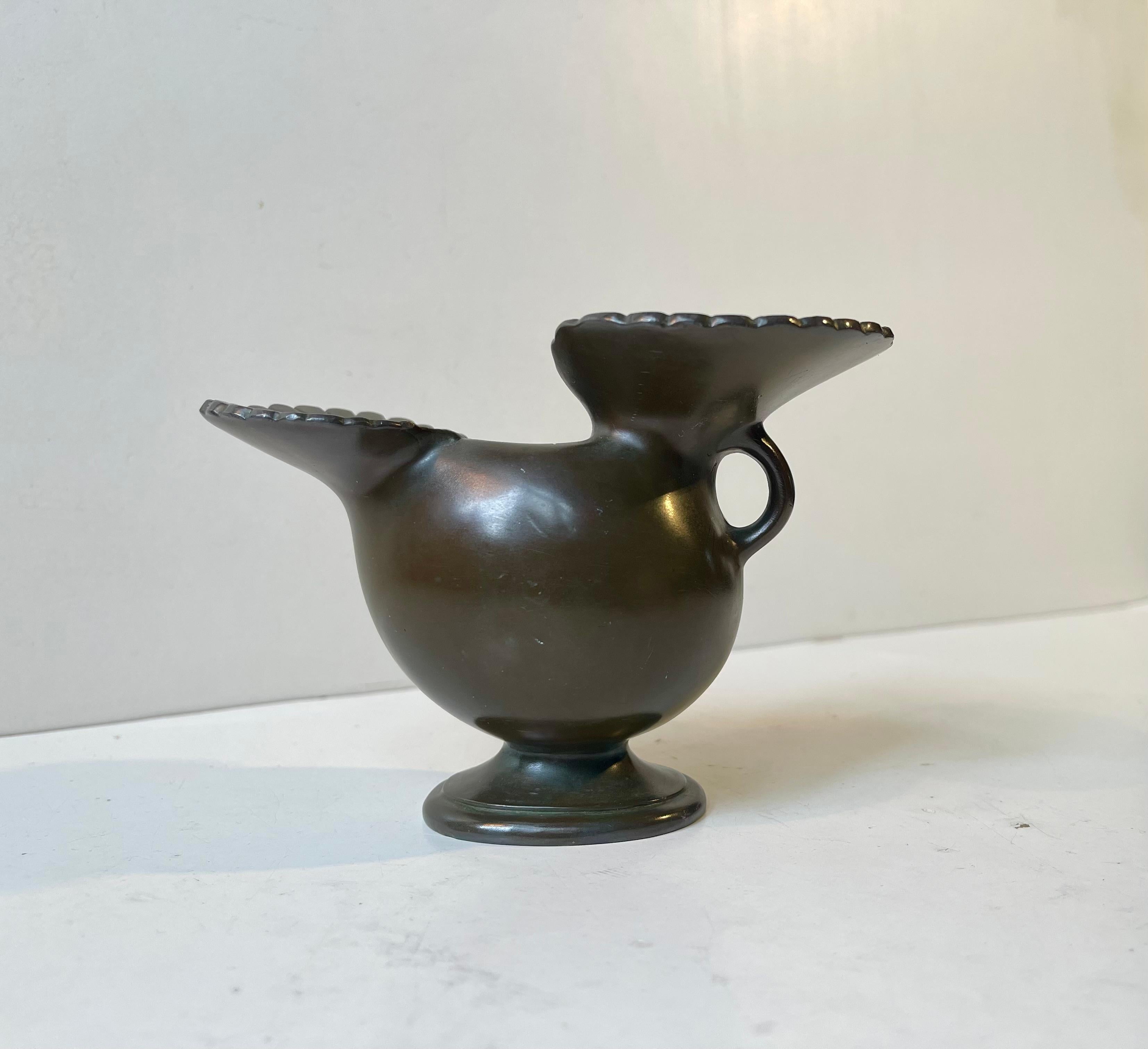 Danese Vaso Art Deco Diskometal 'Hen' di Just Andersen, anni '30