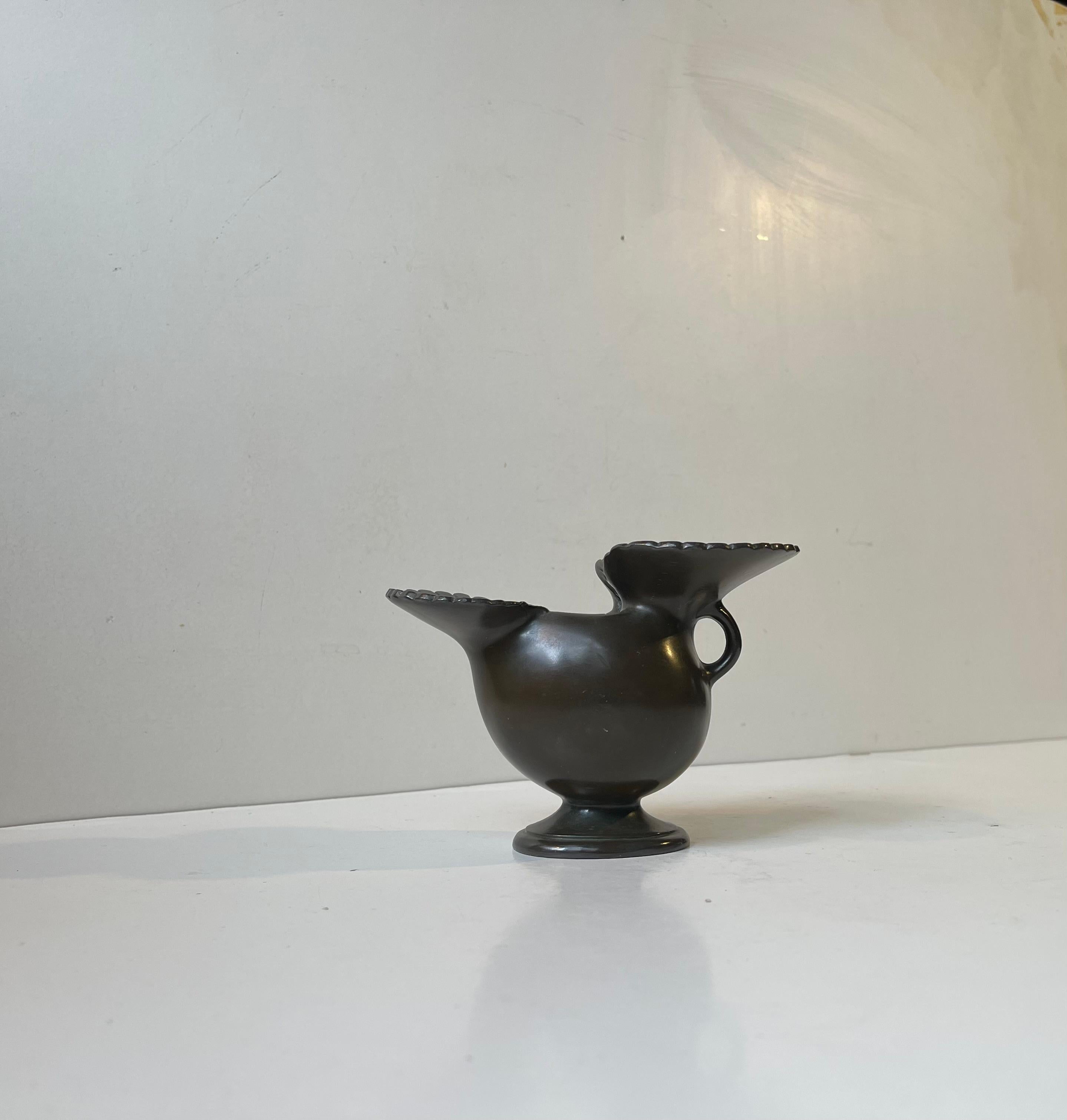 Vaso Art Deco Diskometal 'Hen' di Just Andersen, anni '30 In condizioni buone a Esbjerg, DK