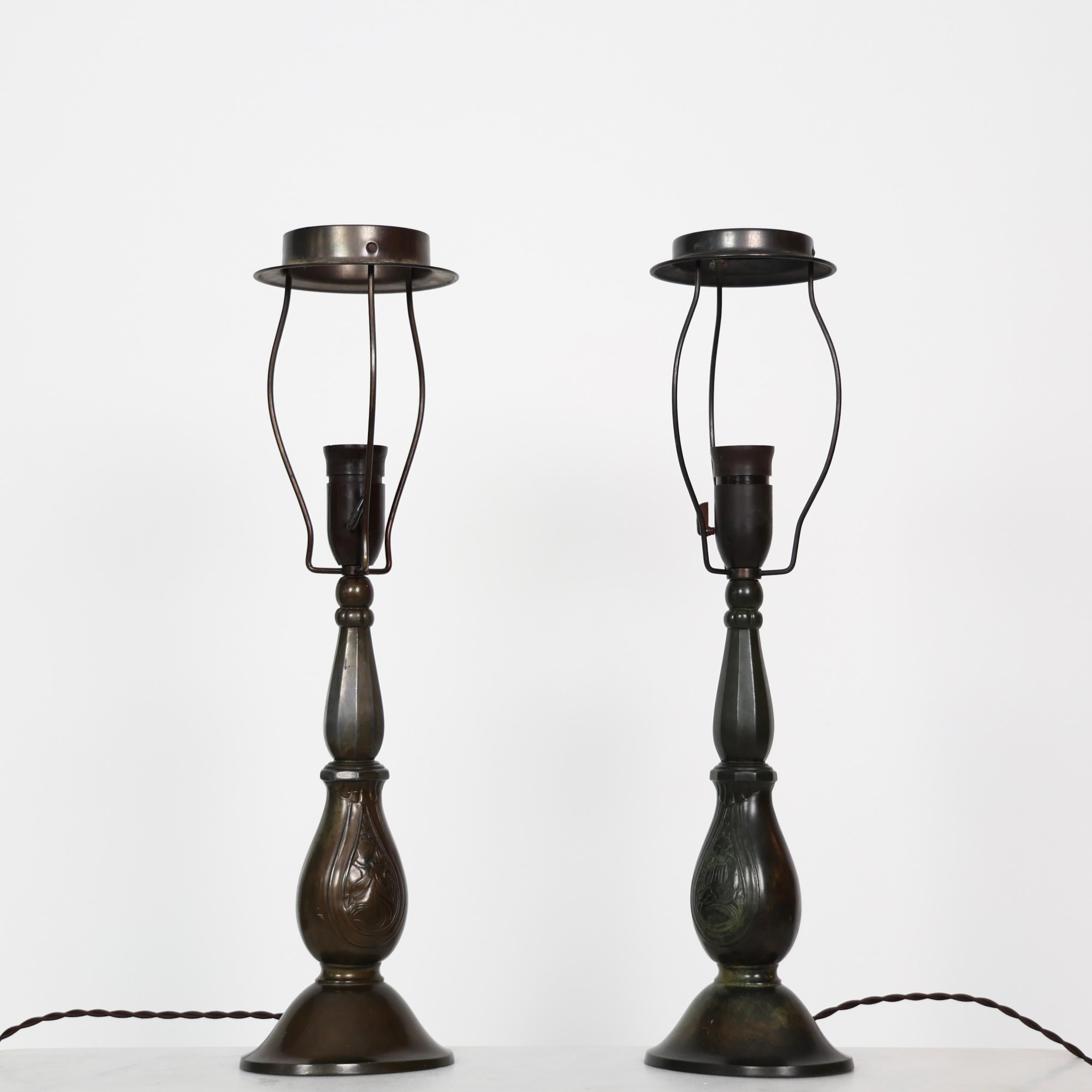 Lámparas de mesa Art Déco Diskometal Just Andersen, Años 20, Dinamarca en venta 3