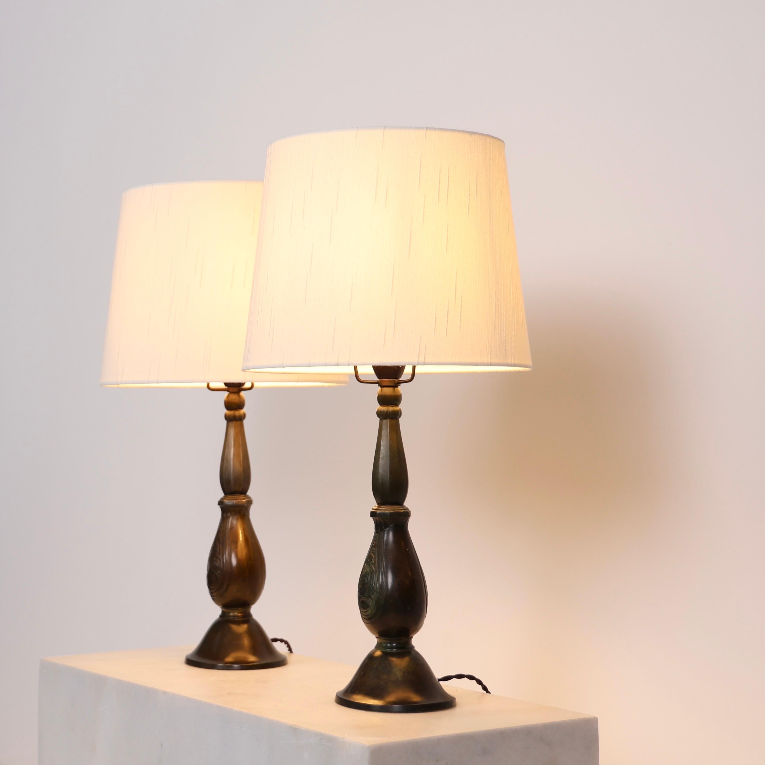 Lámparas de mesa Art Déco Diskometal Just Andersen, Años 20, Dinamarca Danés en venta