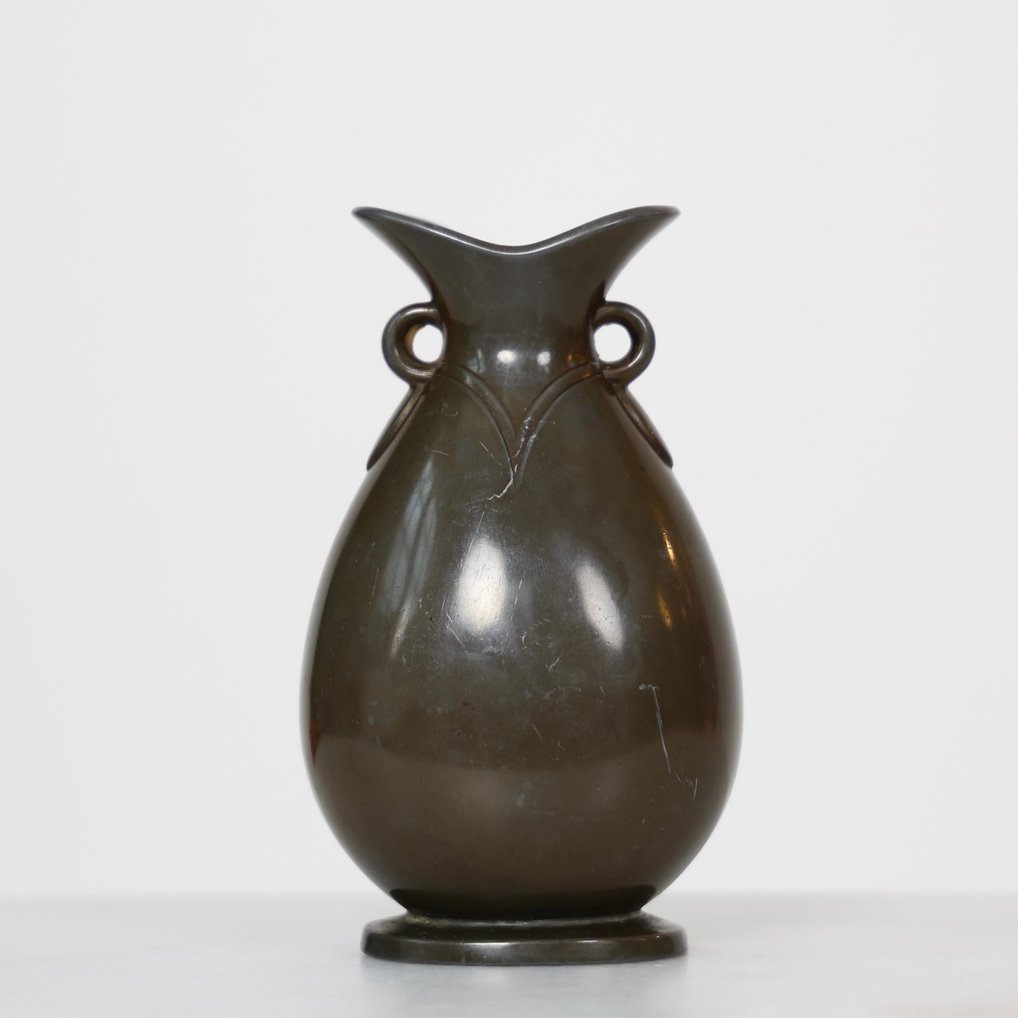 Art Deco Diskometal Vase by Just Andersen, 1920s, Denmark in vendita 1