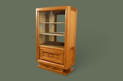 Art Deco Display Cabinet, Blonde Oak, France, 1940s