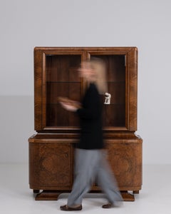 Art Deco Display Cabinet, Wood, Geometric Design, France, Circa 1920