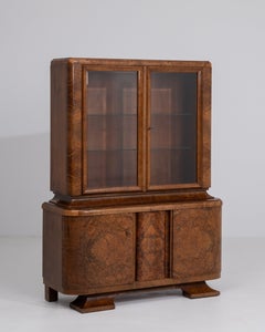 Art Deco Display Cabinet, Wood, Geometric Design, France, Circa 1920