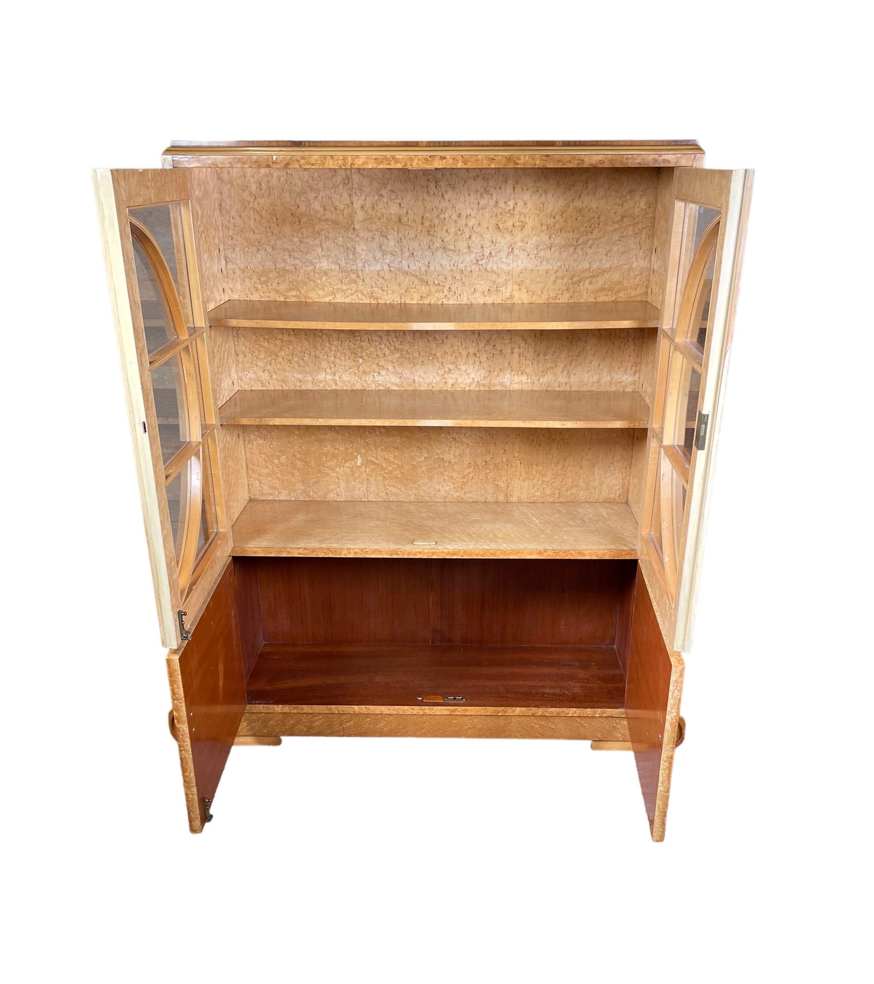 Birdseye Maple Art Deco Display Cabinet