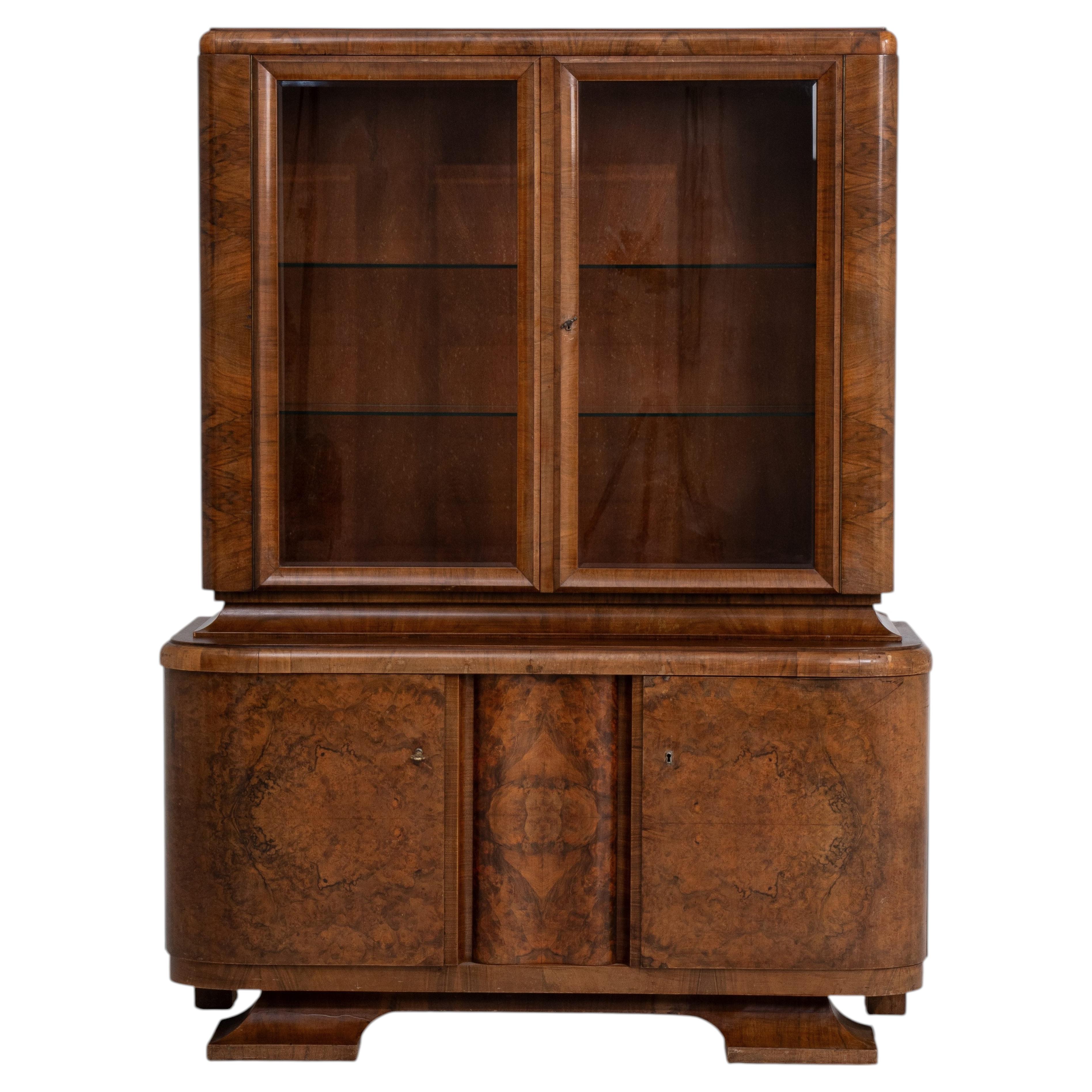 Art Deco Display Cabinet, Wood, Geometric Design, France, Circa 1920