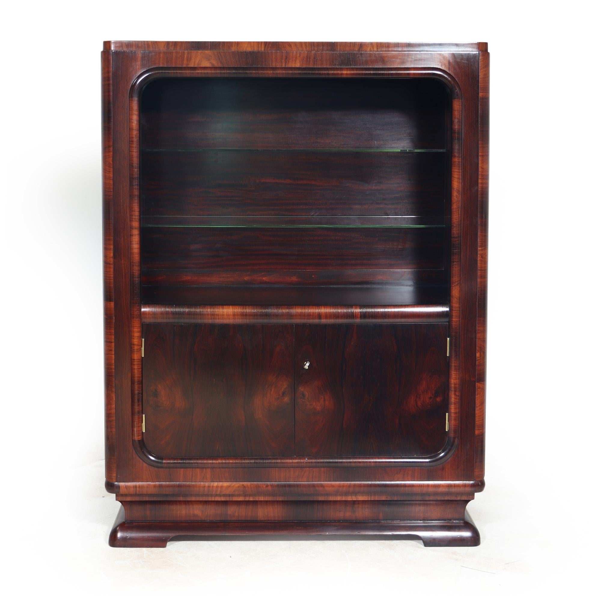 French Art Deco Display Cabinet in Rosewood  For Sale