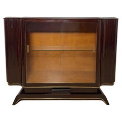 Art Deco Vitrine Sideboard, Makassar Ebenholz, Ahorn, Messing, Glas, Paris um 193