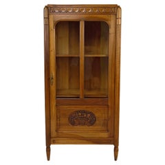 Antique Art Deco display cabinet / showcase / bookcase in walnut, France, Circa 1920